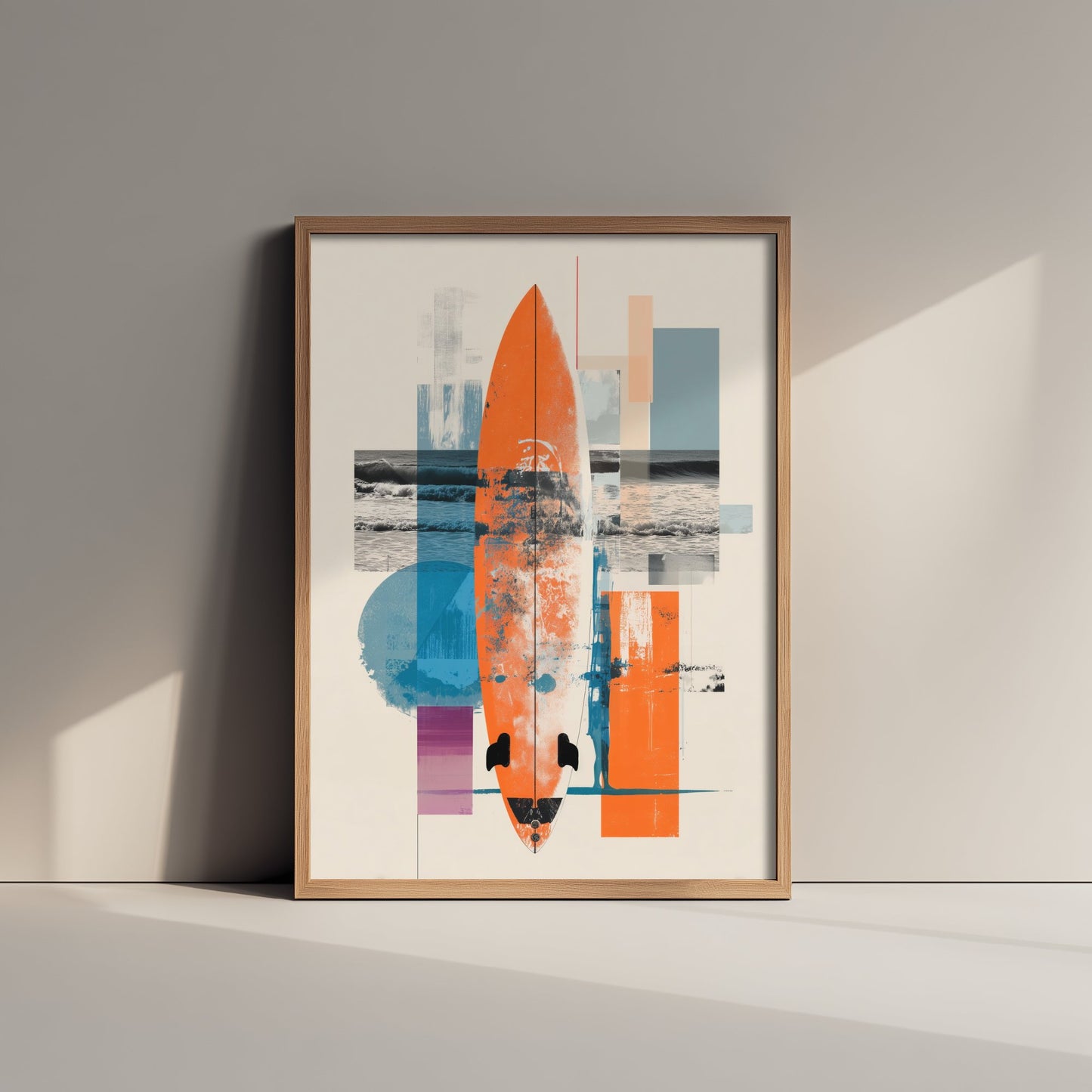 Surfing Collage Art Print - Geometric Surfboard Poster - Retro Surf Illustration - Abstract Surf V2 2/3