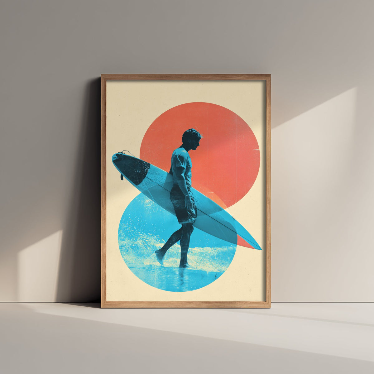 Surfing Collage Art Print - Geometric Surfer Poster - Retro Surf Illustration - Sunset Surf V2 3/3
