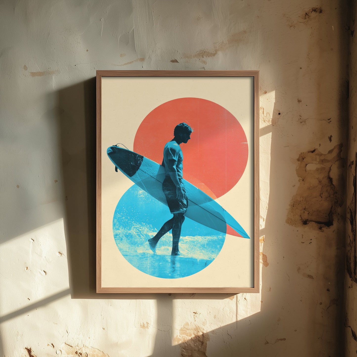 Surfing Collage Art Print - Geometric Surfer Poster - Retro Surf Illustration - Sunset Surf V2 3/3