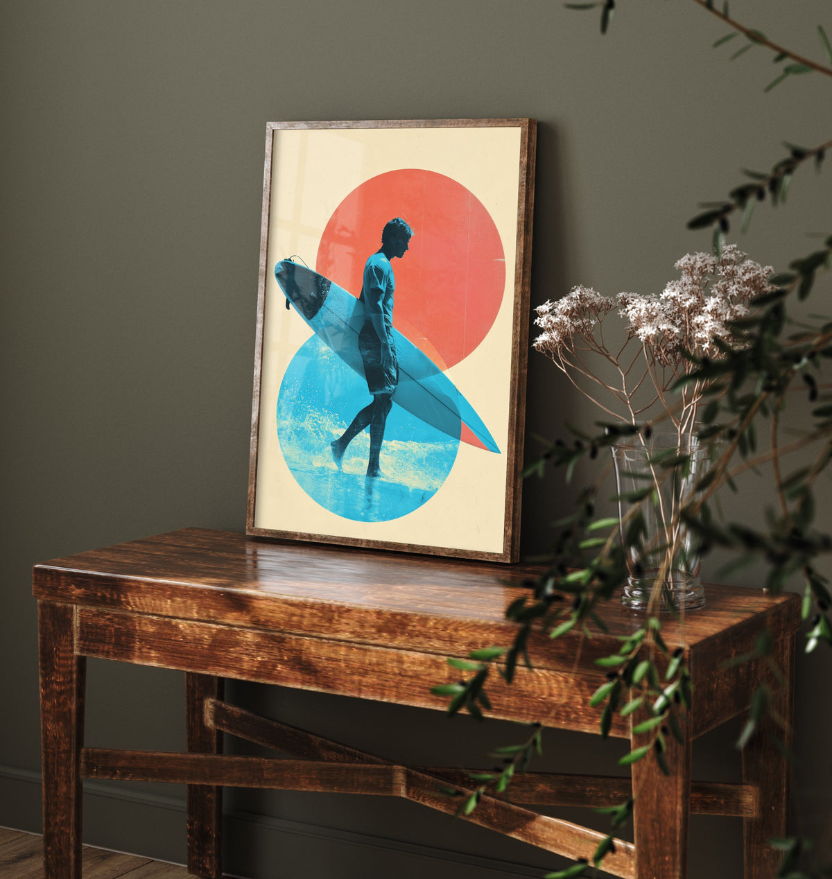 Surfing Collage Art Print - Geometric Surfer Poster - Retro Surf Illustration - Sunset Surf V2 3/3