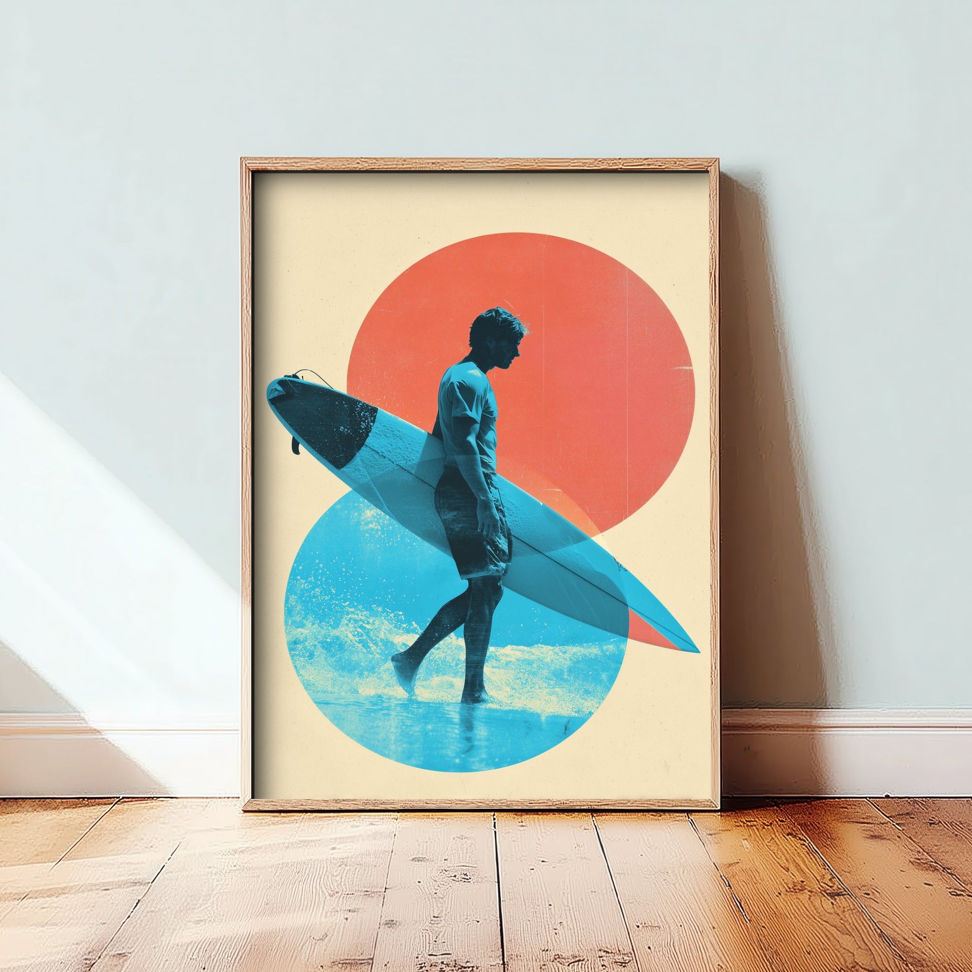 Surfing Collage Art Print - Geometric Surfer Poster - Retro Surf Illustration - Sunset Surf V2 3/3