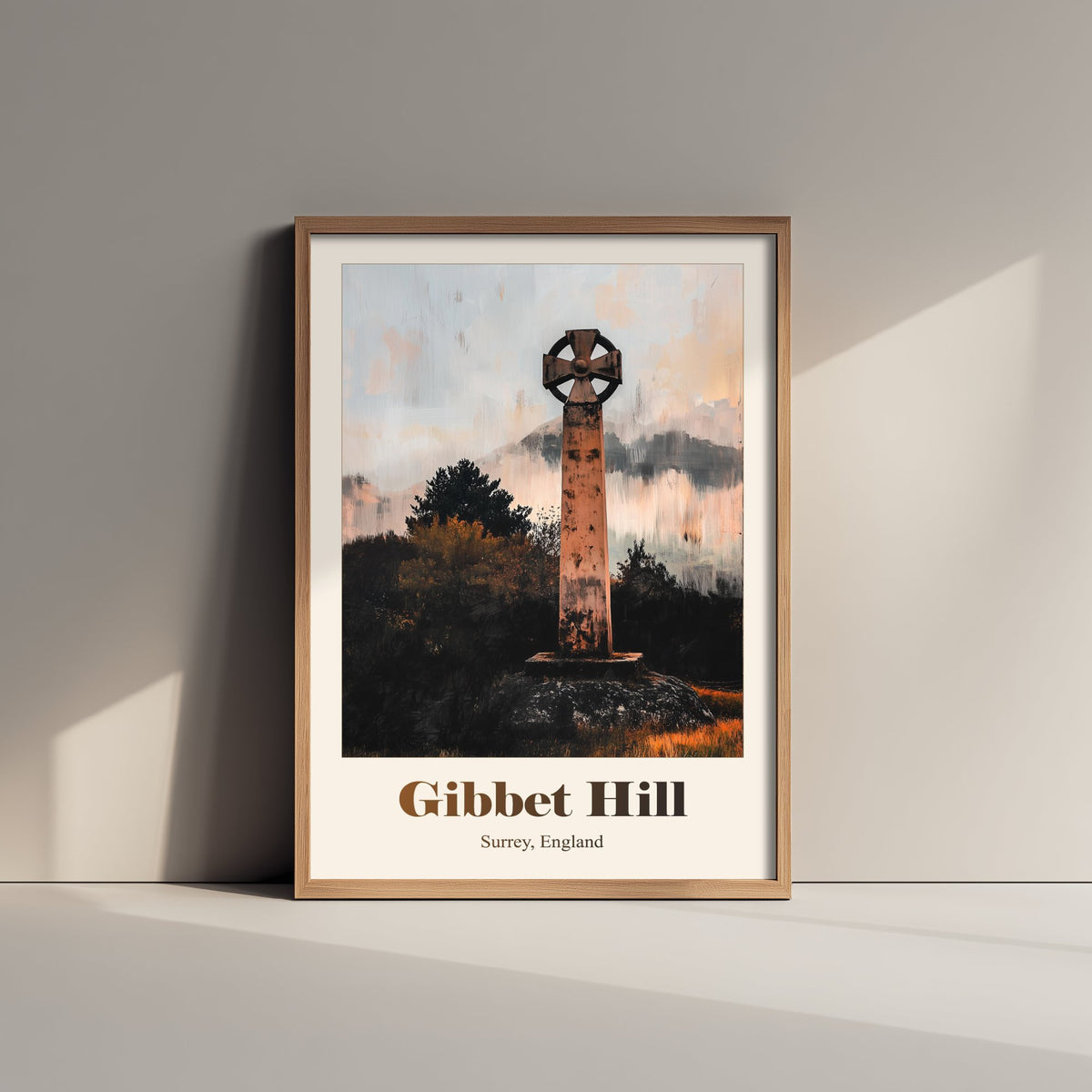 Gibbet Hill Surrey Travel Poster - Surrey Landmark Art Print - Gritty Vintage Illustration - Surrey Hills 2/3