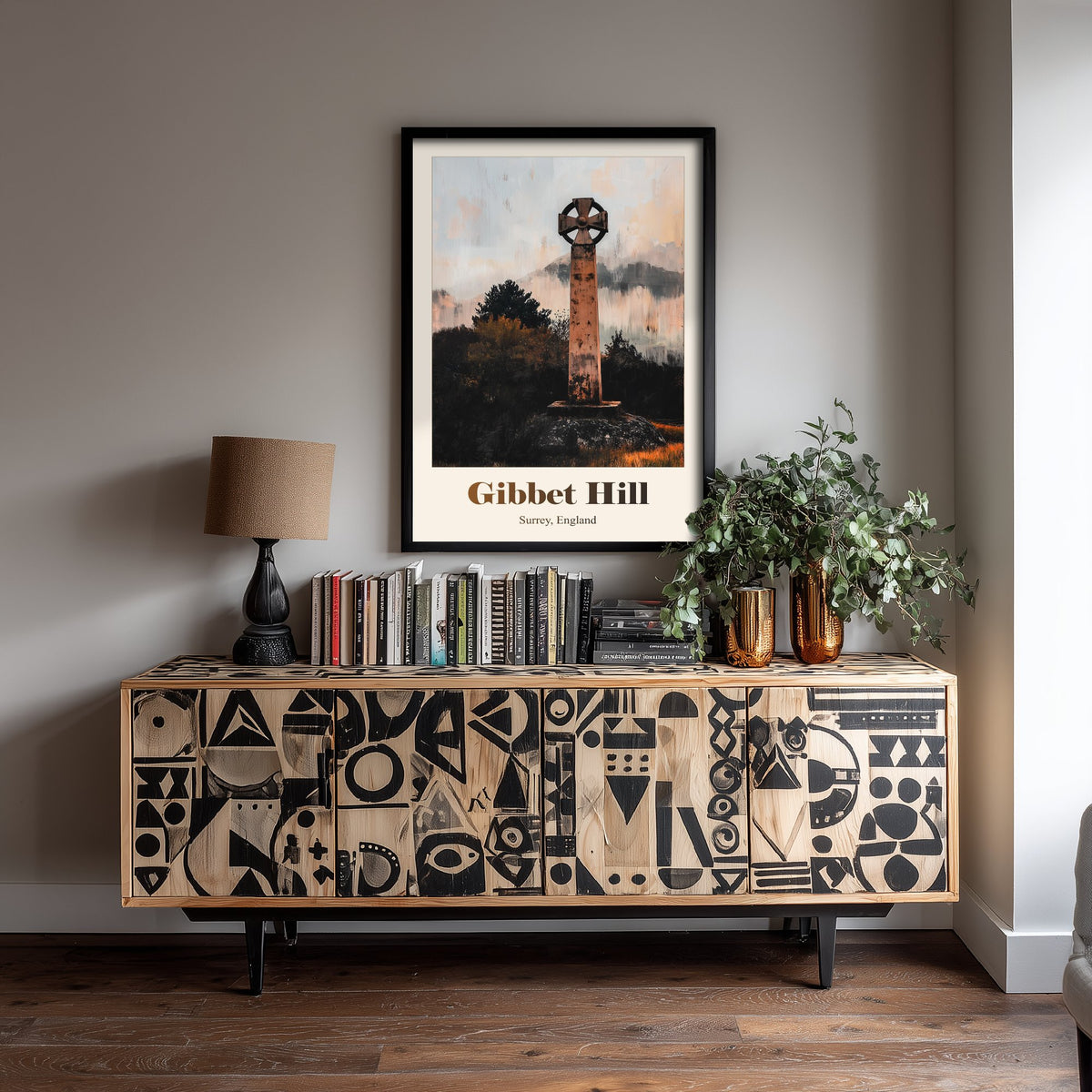 Gibbet Hill Surrey Travel Poster - Surrey Landmark Art Print - Gritty Vintage Illustration - Surrey Hills 2/3