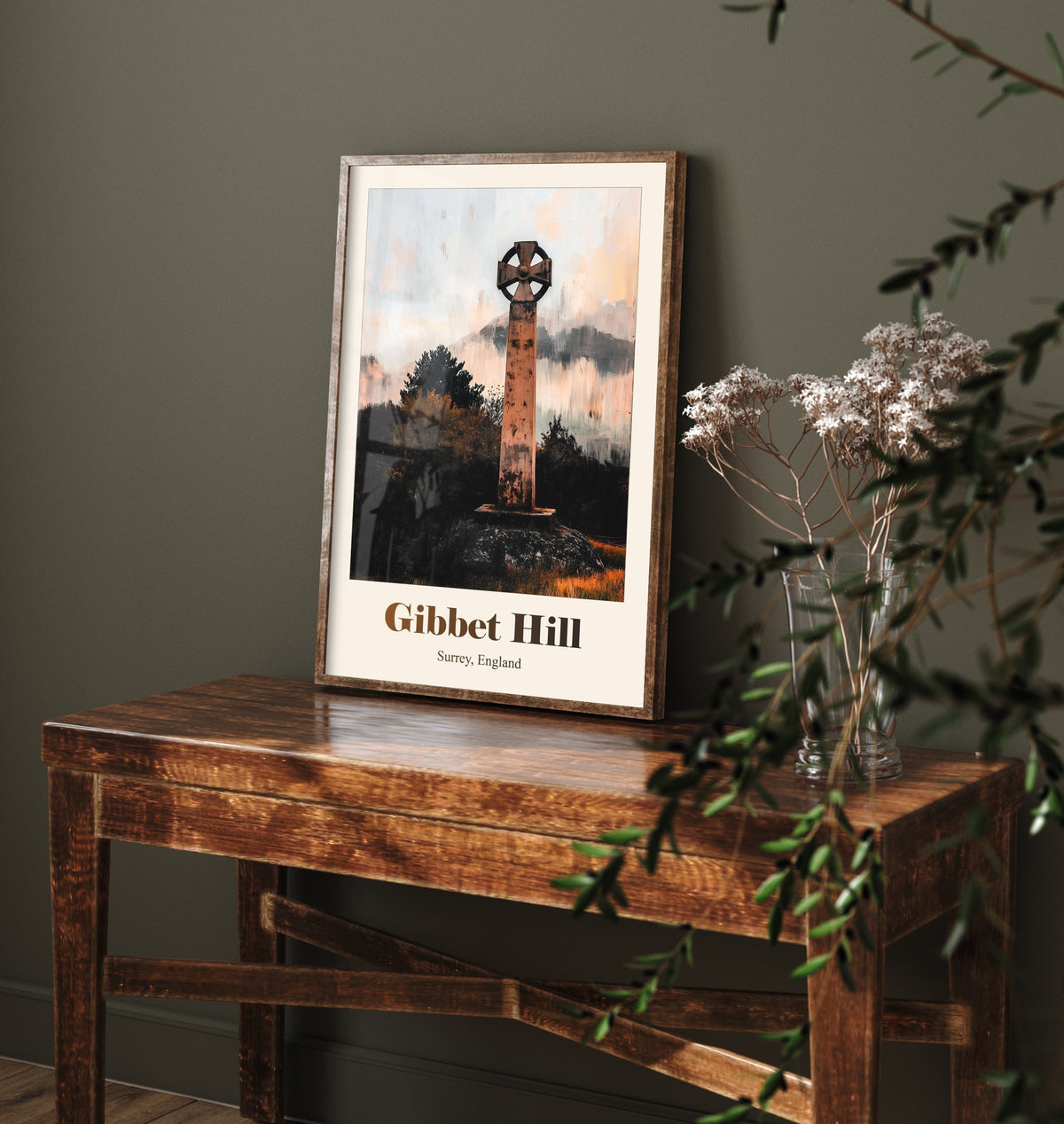 Gibbet Hill Surrey Travel Poster - Surrey Landmark Art Print - Gritty Vintage Illustration - Surrey Hills 2/3