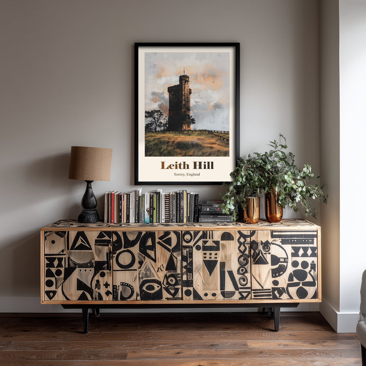 Leith Hill Surrey Travel Poster - Surrey Landmark Art Print - Gritty Vintage Illustration - Surrey Hills 3/3