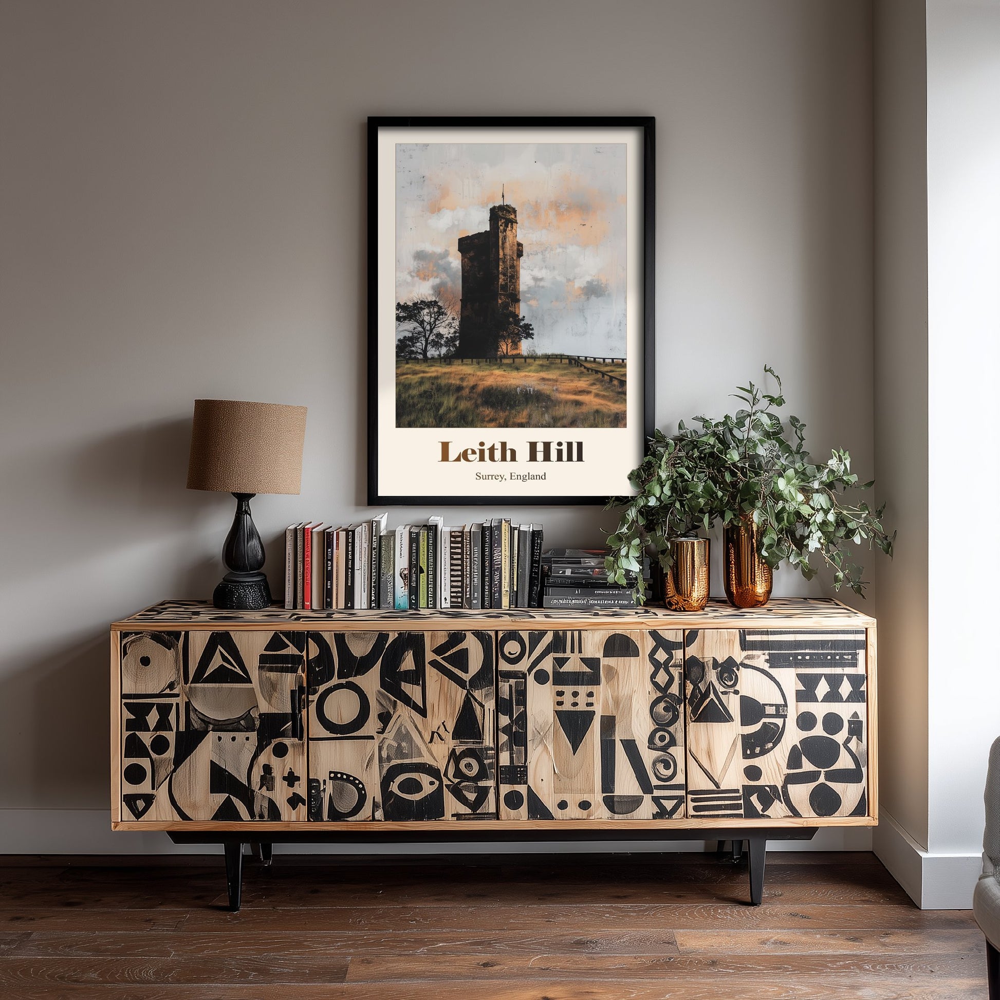 Leith Hill Surrey Travel Poster - Surrey Landmark Art Print - Gritty Vintage Illustration - Surrey Hills 3/3