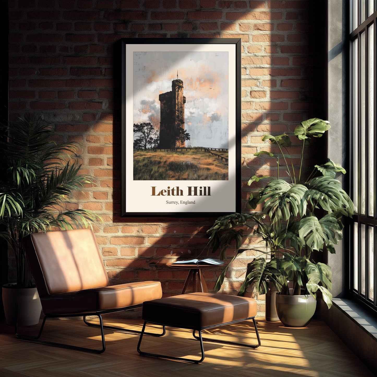 Leith Hill Surrey Travel Poster - Surrey Landmark Art Print - Gritty Vintage Illustration - Surrey Hills 3/3