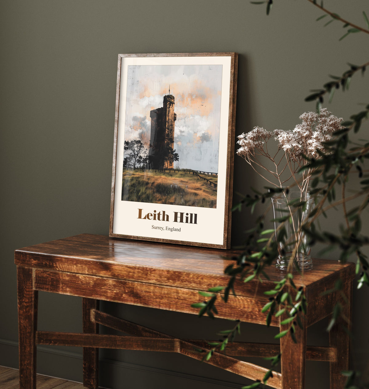 Leith Hill Surrey Travel Poster - Surrey Landmark Art Print - Gritty Vintage Illustration - Surrey Hills 3/3