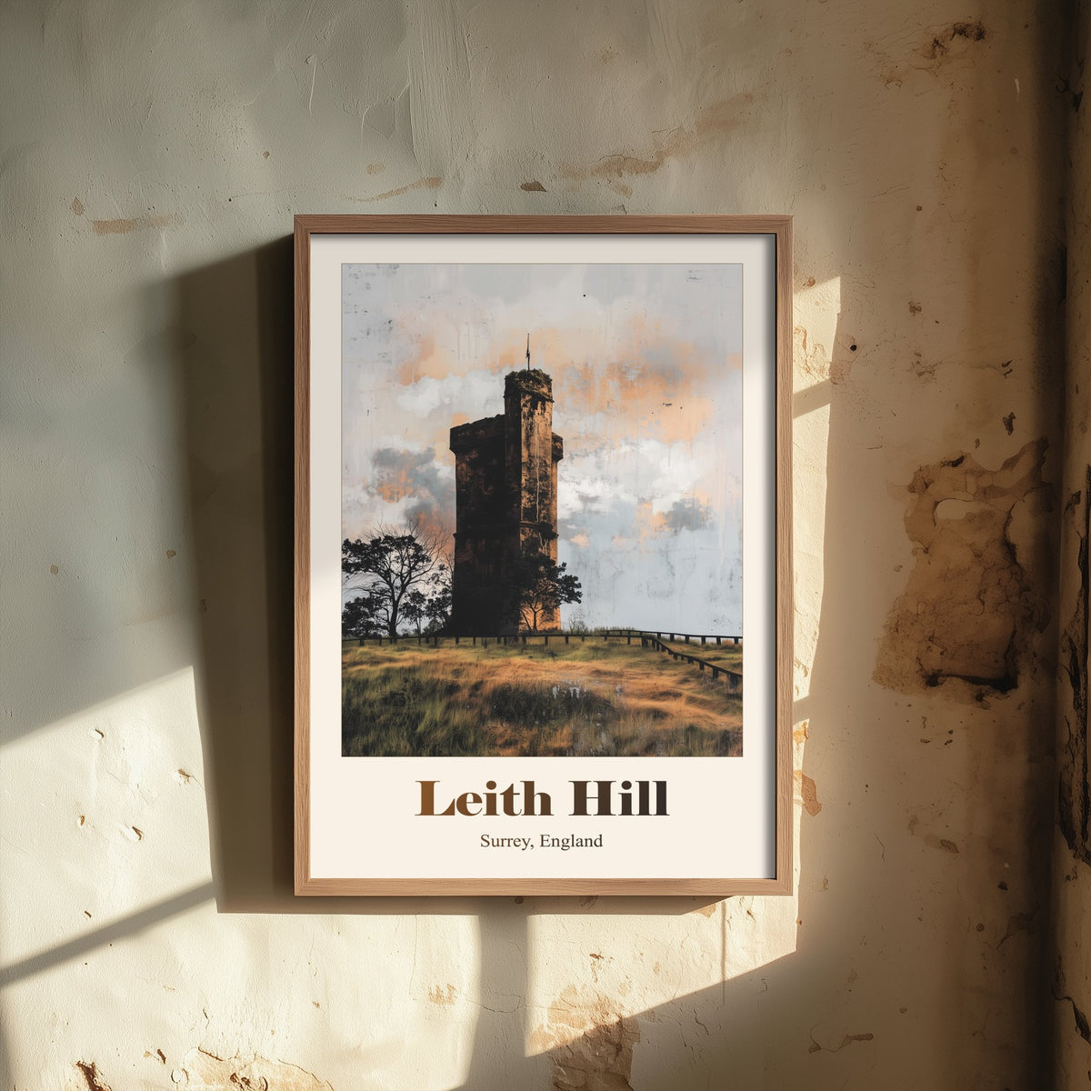 Leith Hill Surrey Travel Poster - Surrey Landmark Art Print - Gritty Vintage Illustration - Surrey Hills 3/3