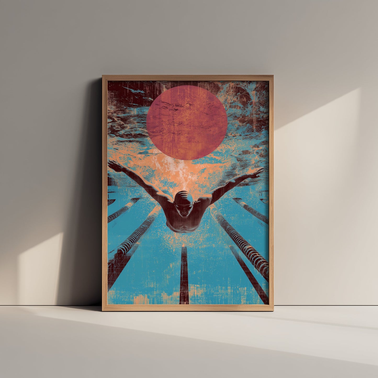 Swimming Collage Art Print - Retro Swimmer Poster - Vintage Sport Illustration - Butterfly Swim V1 3/3