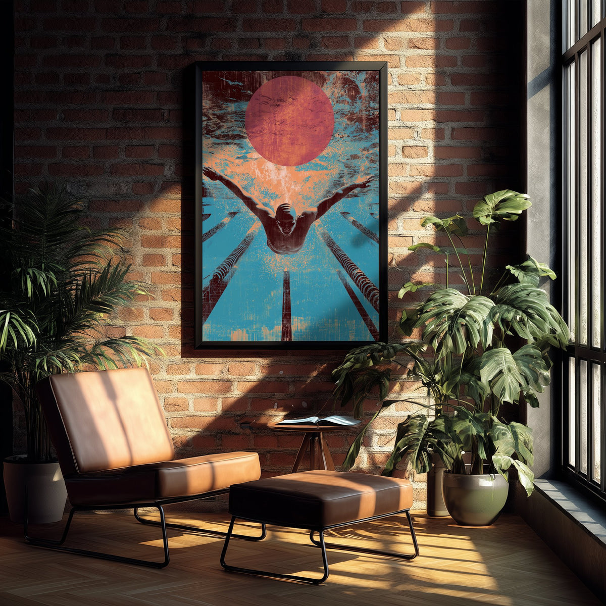 Swimming Collage Art Print - Retro Swimmer Poster - Vintage Sport Illustration - Butterfly Swim V1 3/3
