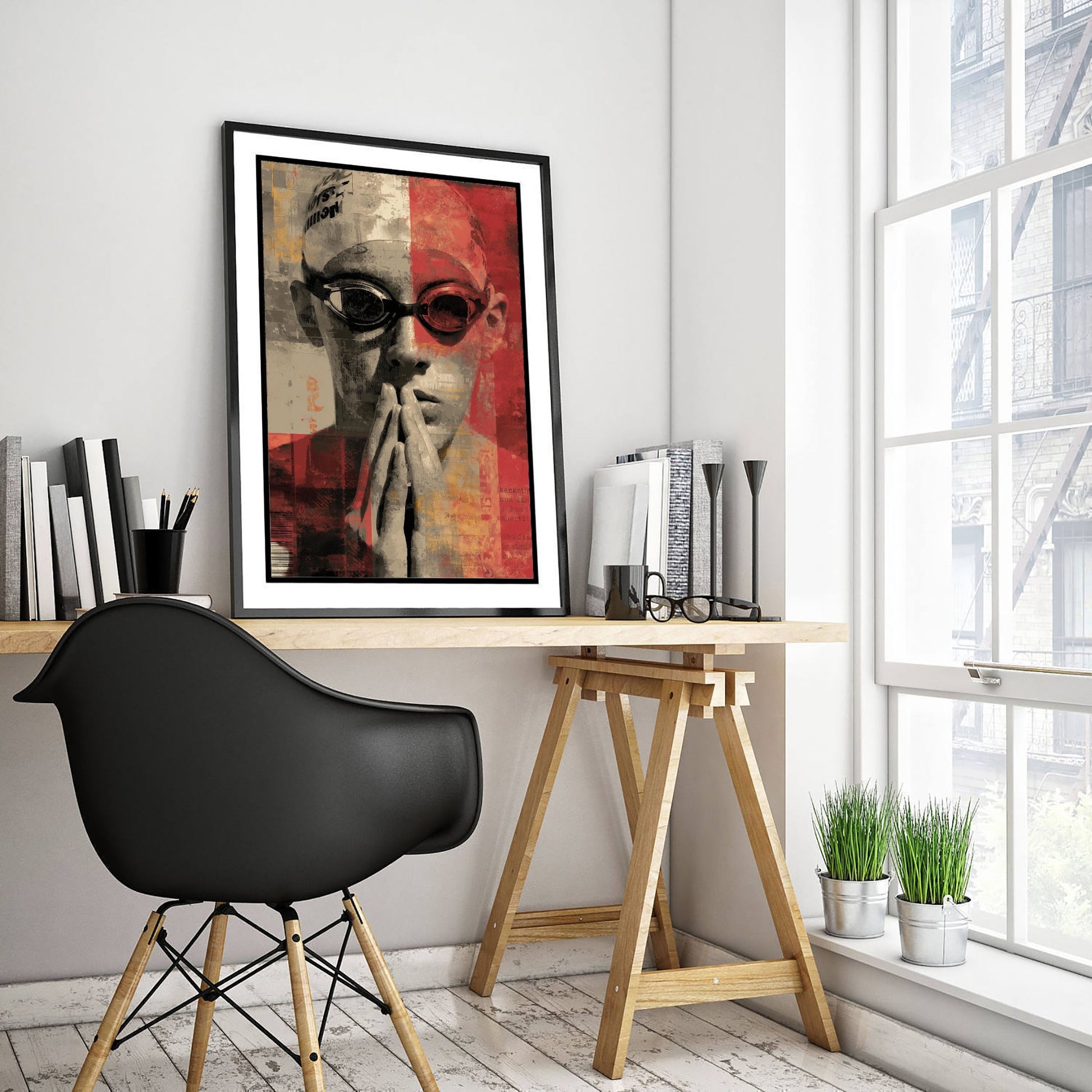 Swimming Collage Art Print - Retro Swimmer Poster - Vintage Sport Illustration - Pre Race Swim V2 3/3