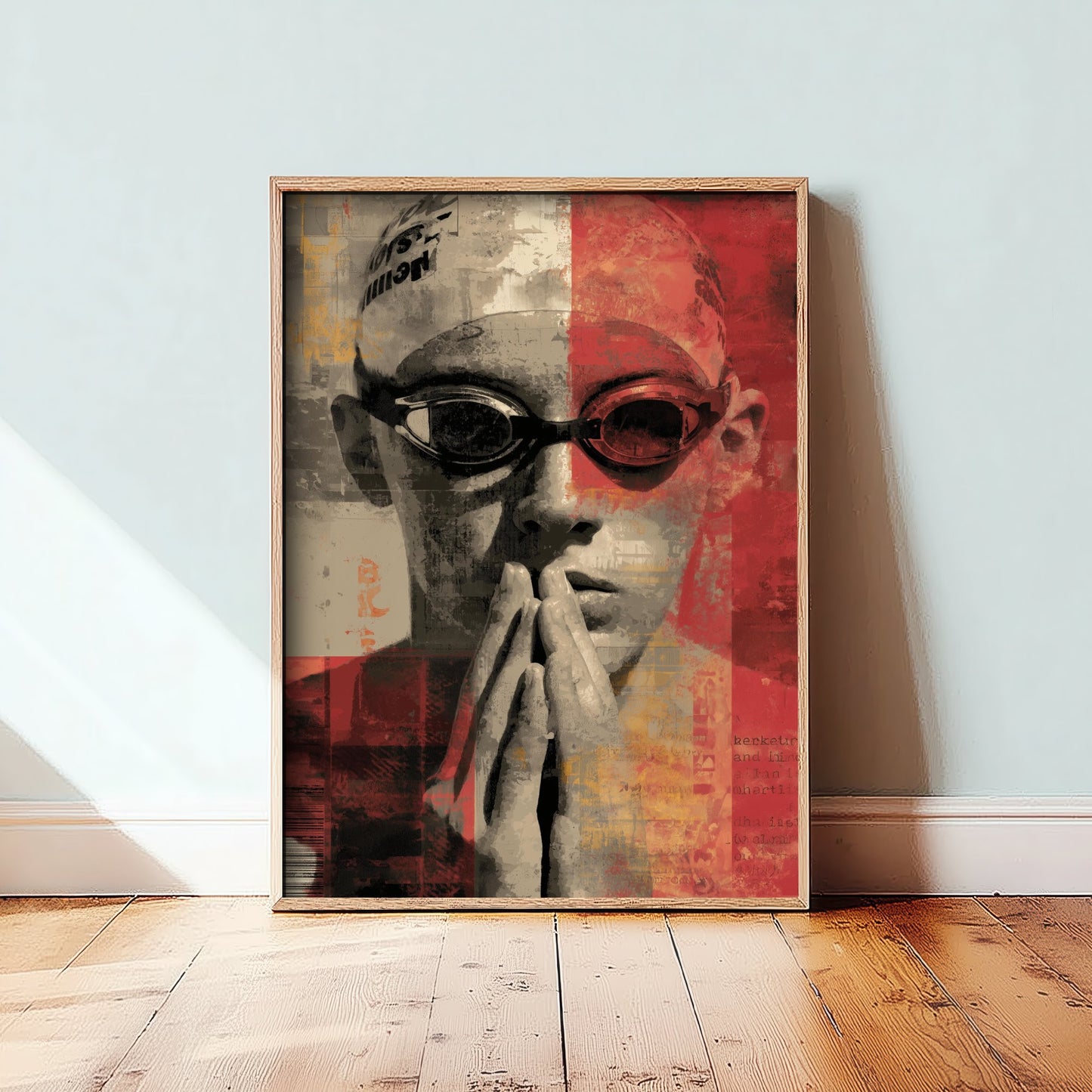 Swimming Collage Art Print - Retro Swimmer Poster - Vintage Sport Illustration - Pre Race Swim V2 3/3