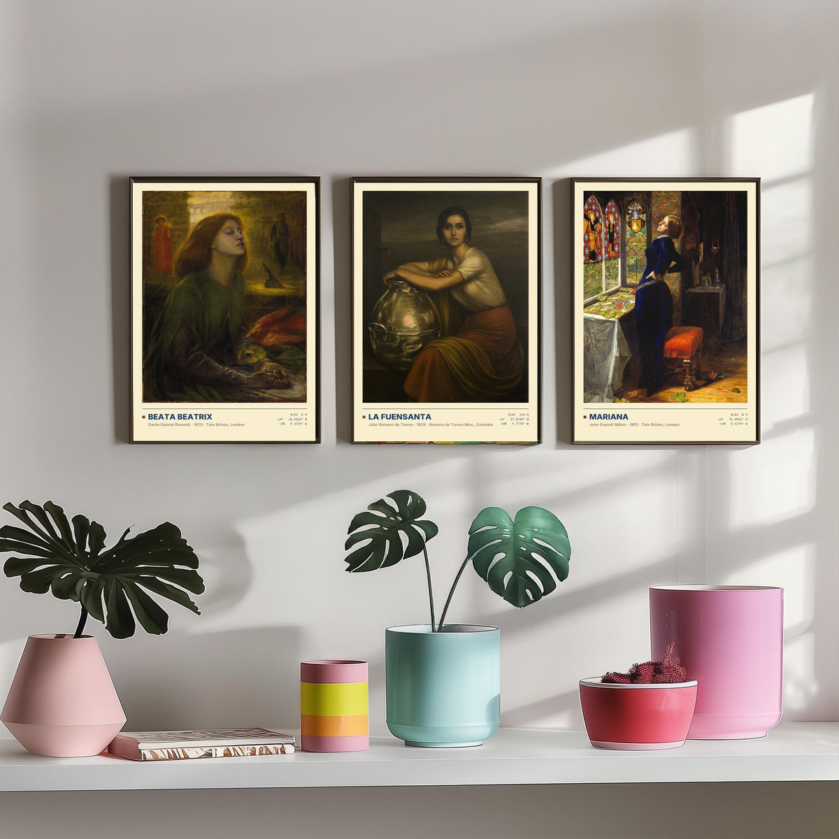 Symbolist Portraits Set of Three Art Prints - Beata Beatrix, La Fuensanta, Mariana - Rossetti Millais Romero de Torres Posters - Paintings