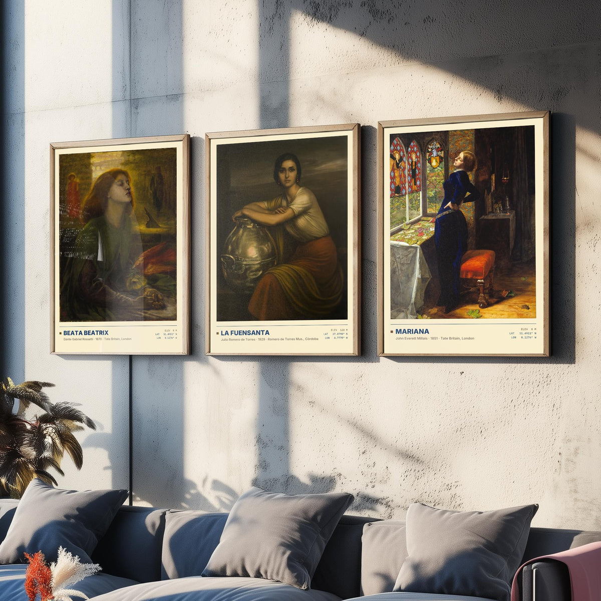 Symbolist Portraits Set of Three Art Prints - Beata Beatrix, La Fuensanta, Mariana - Rossetti Millais Romero de Torres Posters - Paintings