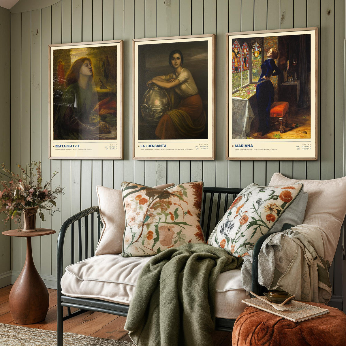 Symbolist Portraits Set of Three Art Prints - Beata Beatrix, La Fuensanta, Mariana - Rossetti Millais Romero de Torres Posters - Paintings