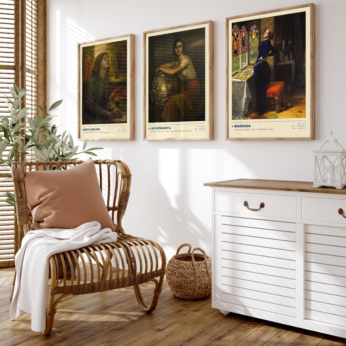 Symbolist Portraits Set of Three Art Prints - Beata Beatrix, La Fuensanta, Mariana - Rossetti Millais Romero de Torres Posters - Paintings
