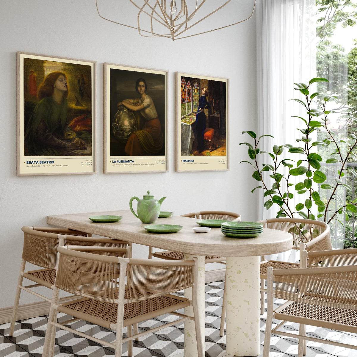 Symbolist Portraits Set of Three Art Prints - Beata Beatrix, La Fuensanta, Mariana - Rossetti Millais Romero de Torres Posters - Paintings