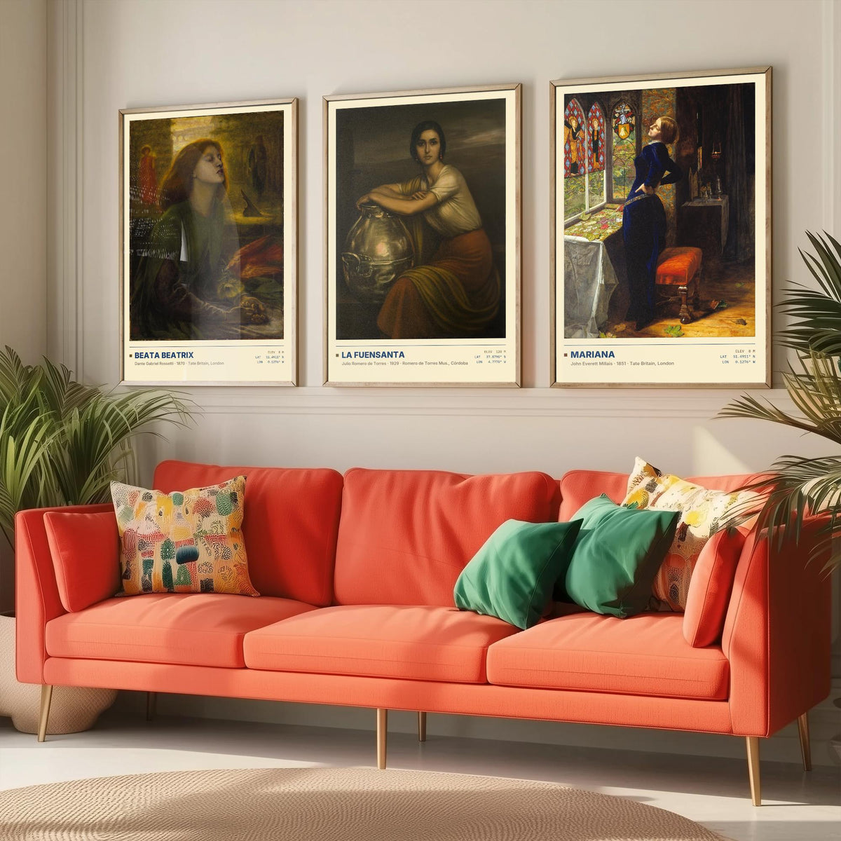 Symbolist Portraits Set of Three Art Prints - Beata Beatrix, La Fuensanta, Mariana - Rossetti Millais Romero de Torres Posters - Paintings