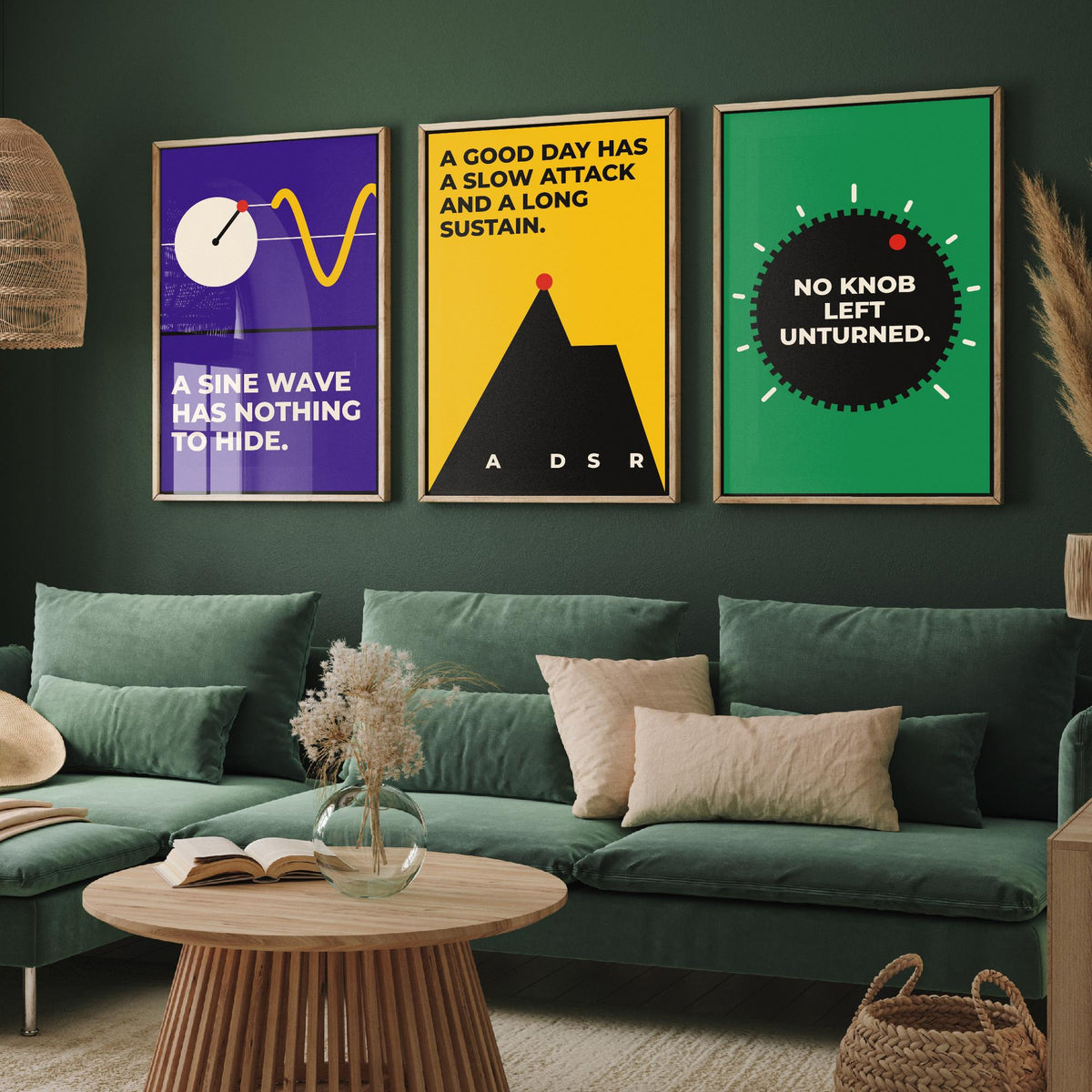 Synth Quotes Set of Three Art Prints - 3 Bauhaus Modular Synthesizer Posters - Minimalist Music Wall Art Illustration V1