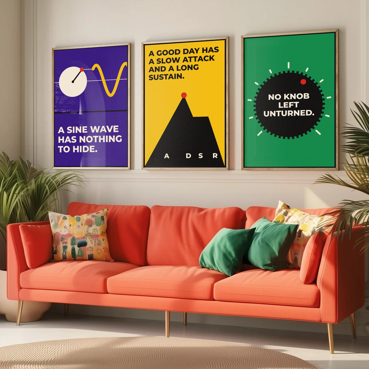 Synth Quotes Set of Three Art Prints - 3 Bauhaus Modular Synthesizer Posters - Minimalist Music Wall Art Illustration V1