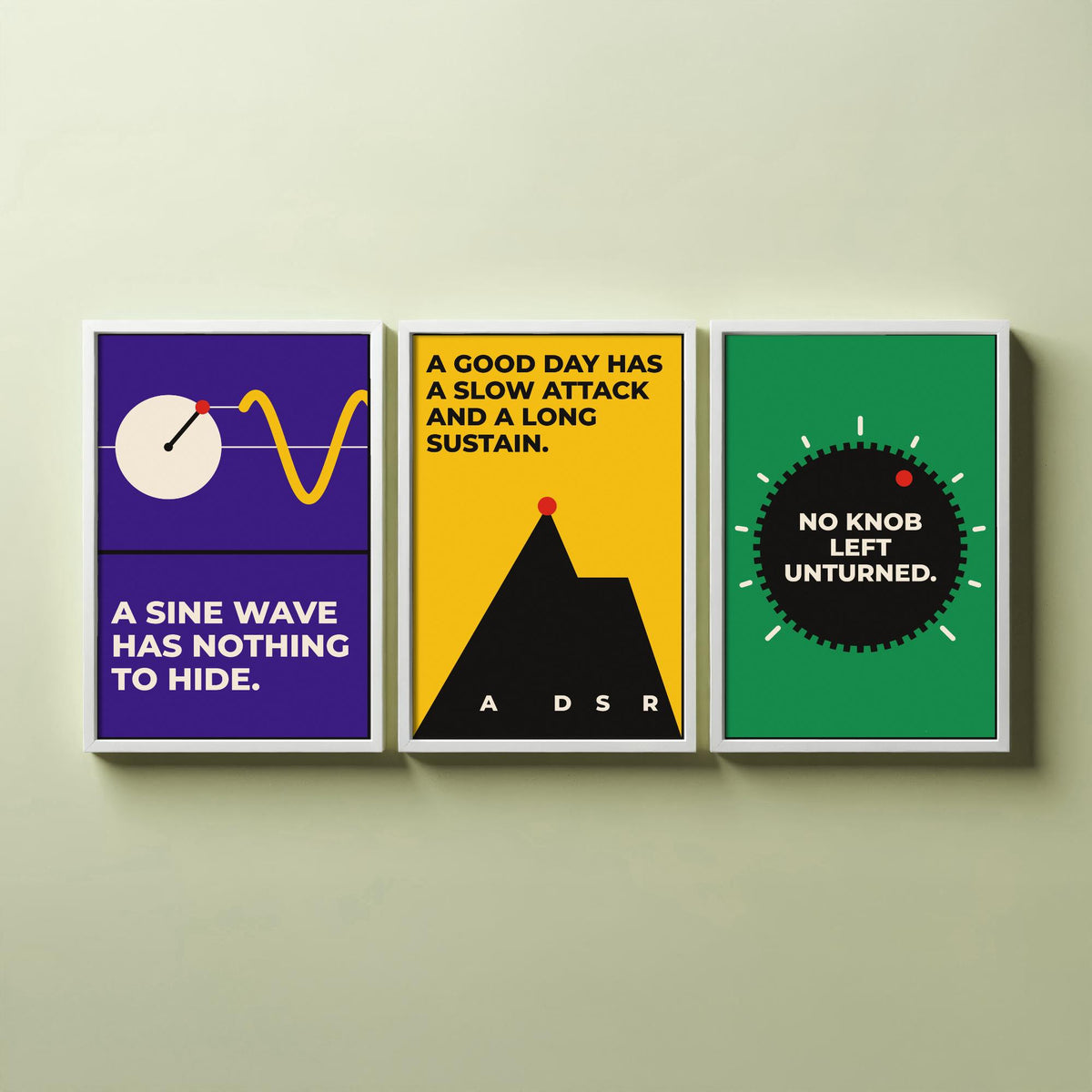 Synth Quotes Set of Three Art Prints - 3 Bauhaus Modular Synthesizer Posters - Minimalist Music Wall Art Illustration V1