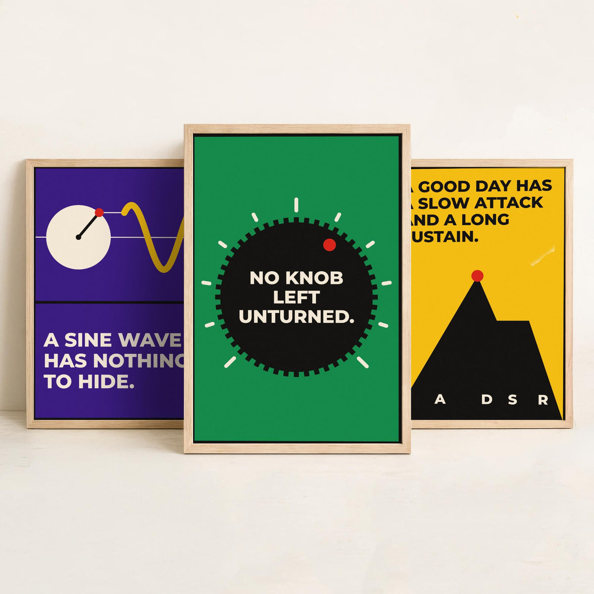 Synth Quotes Set of Three Art Prints - 3 Bauhaus Modular Synthesizer Posters - Minimalist Music Wall Art Illustration V1