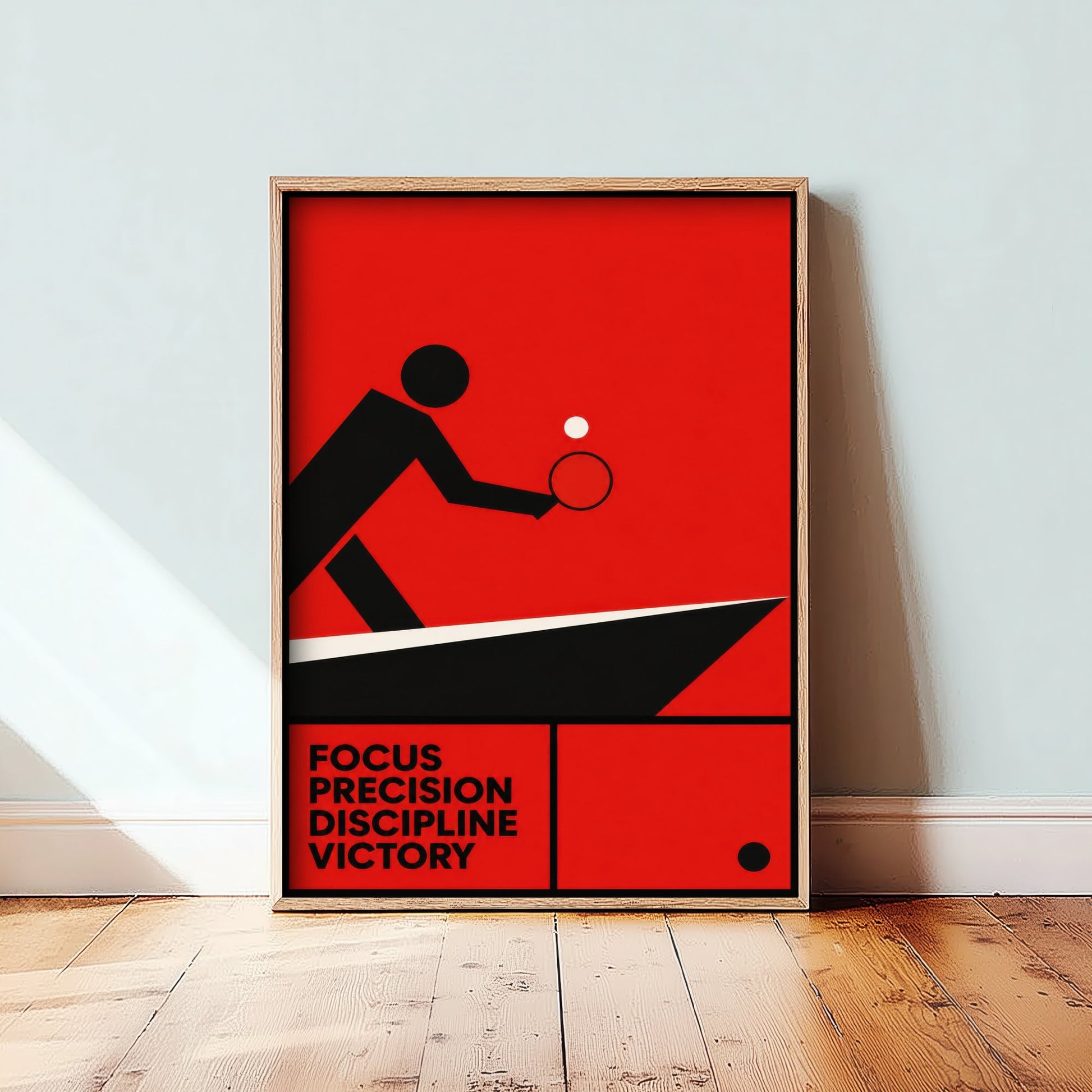 Table Tennis Art Print - Bauhaus Player Serving Poster - Minimalist Sport Illustration V1 1/3