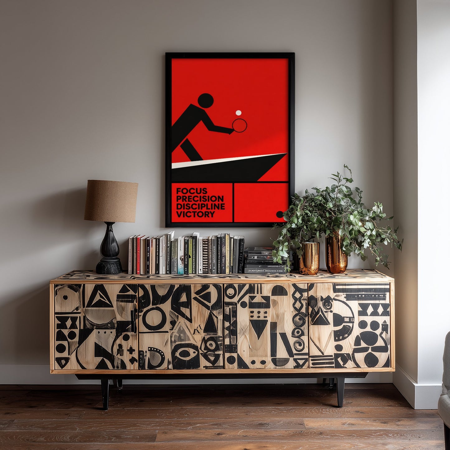 Table Tennis Art Print - Bauhaus Player Serving Poster - Minimalist Sport Illustration V1 1/3