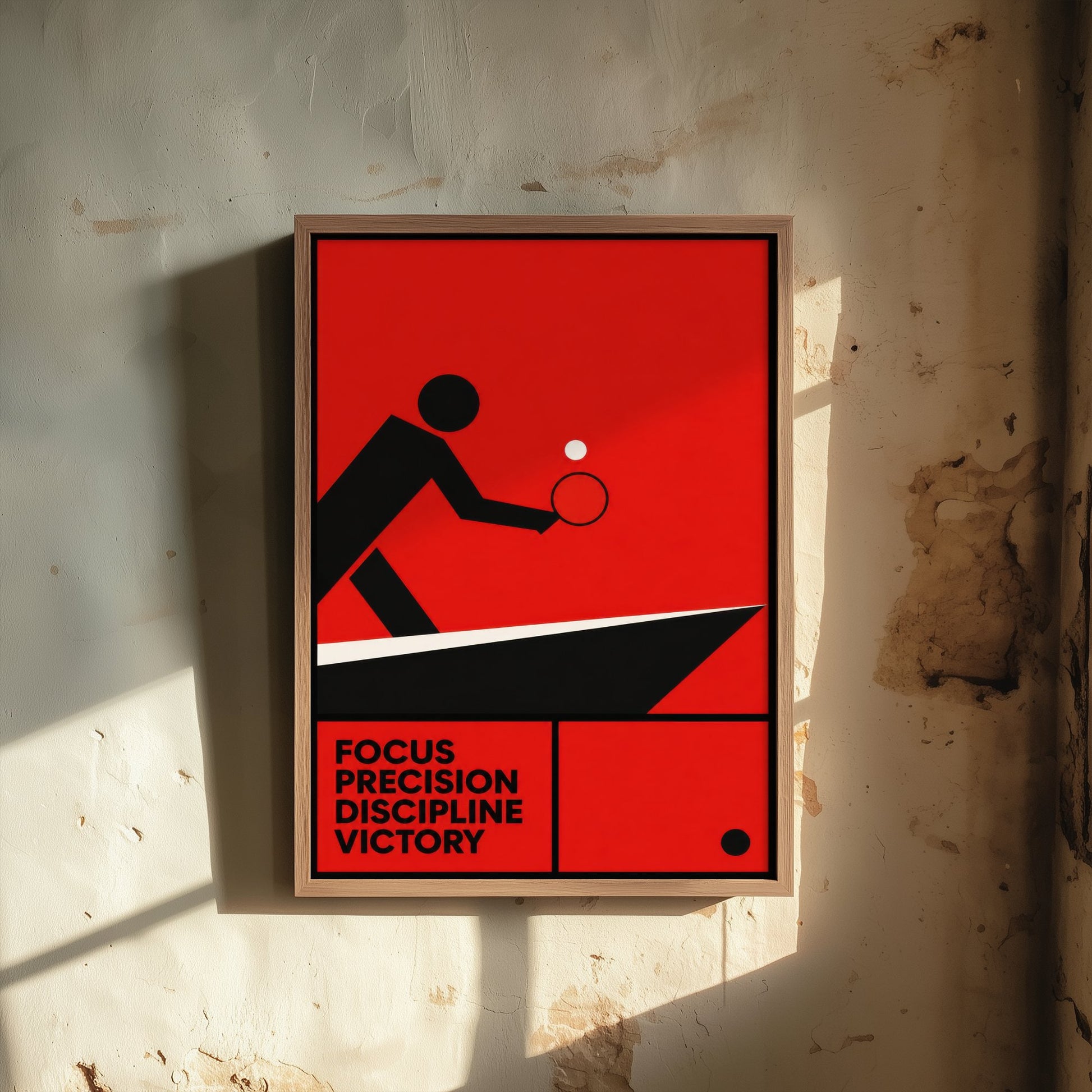 Table Tennis Art Print - Bauhaus Player Serving Poster - Minimalist Sport Illustration V1 1/3