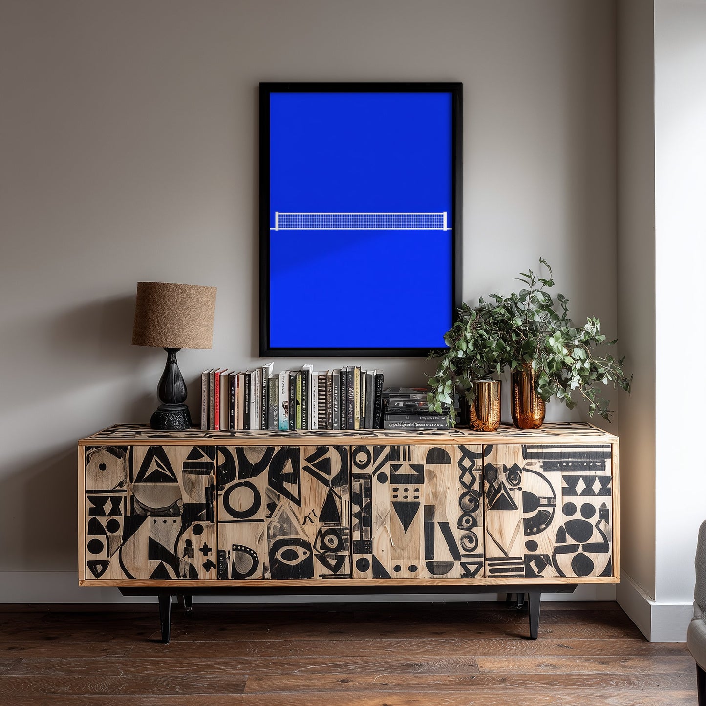 Table Tennis Art Print - Bauhaus Table and Net Poster - Minimalist Sport Illustration V1 2/3