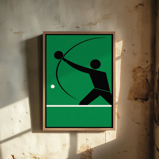 Table Tennis Art Print - Bauhaus Player Smashing Poster - Minimalist Sport Illustration V1 3/3