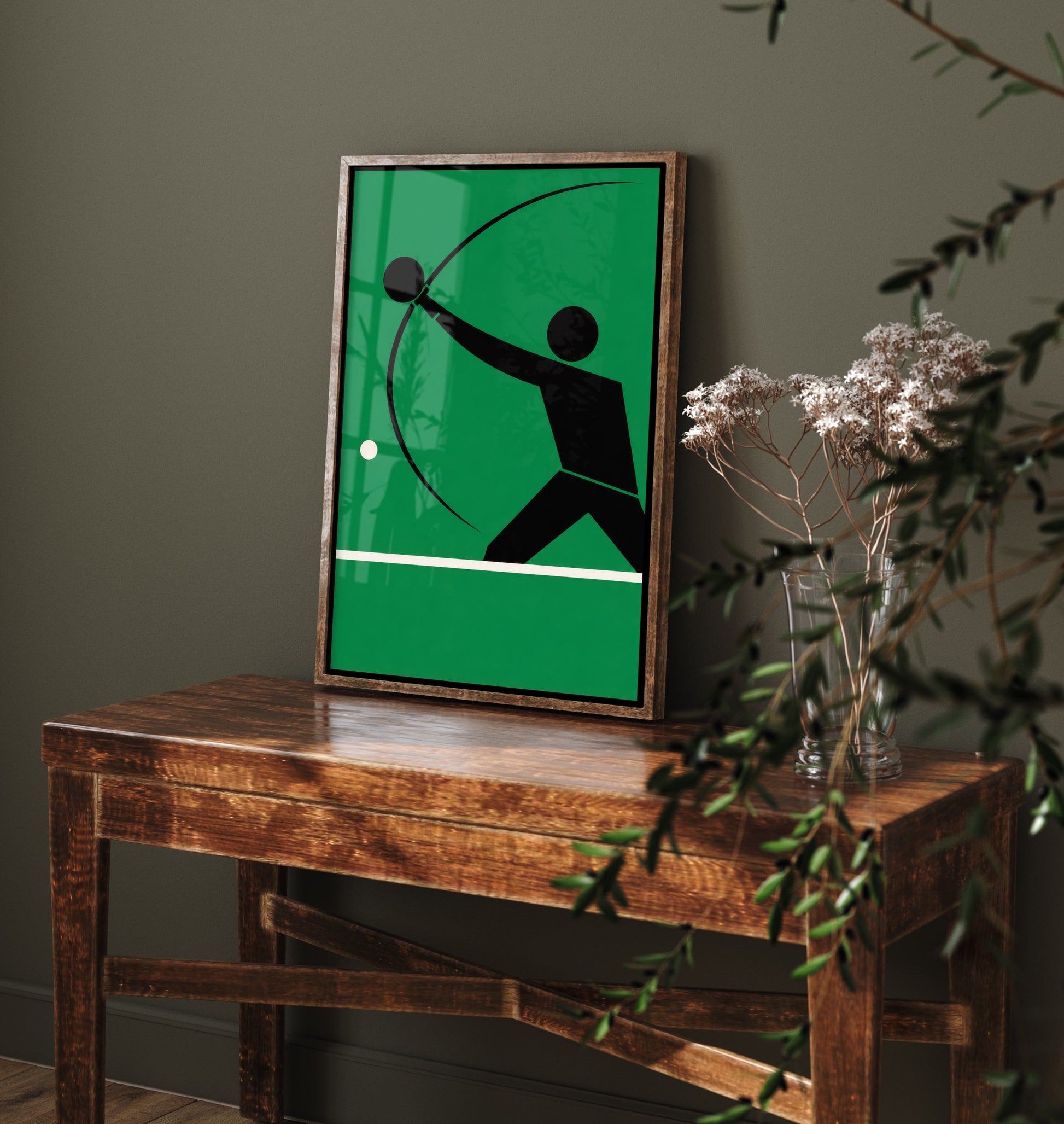 Table Tennis Art Print - Bauhaus Player Smashing Poster - Minimalist Sport Illustration V1 3/3