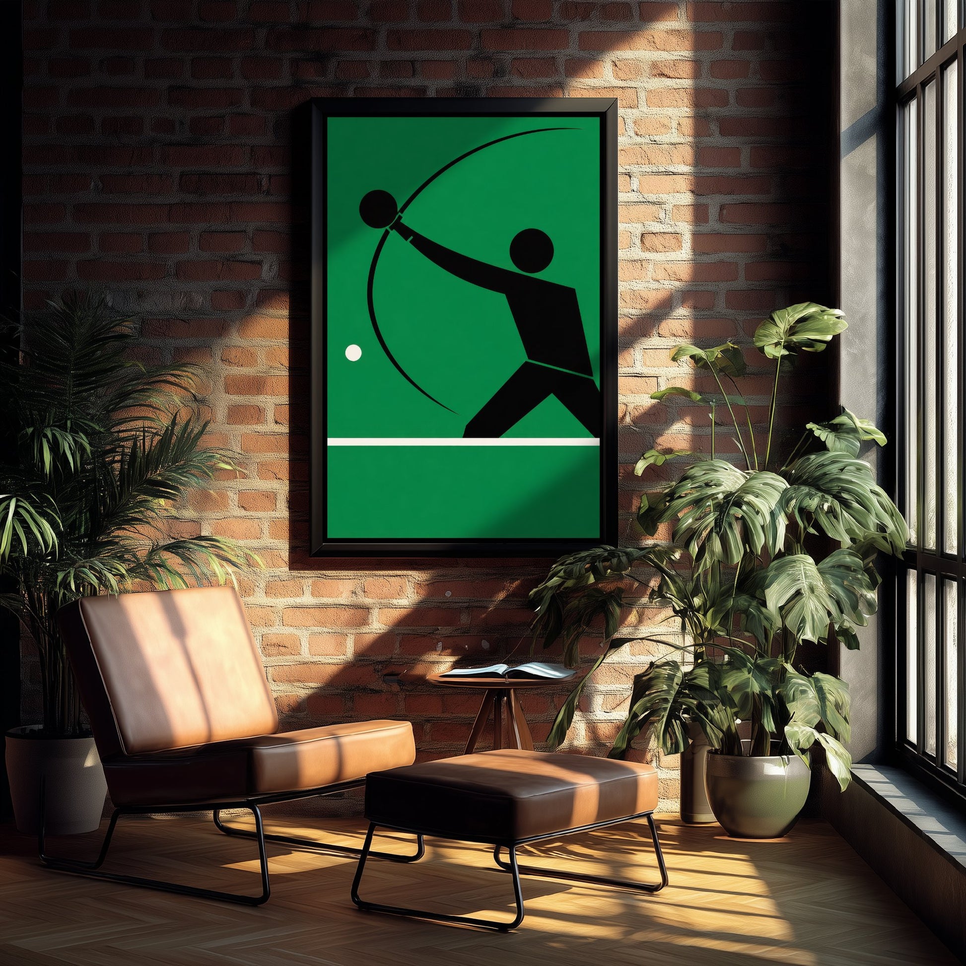Table Tennis Art Print - Bauhaus Player Smashing Poster - Minimalist Sport Illustration V1 3/3