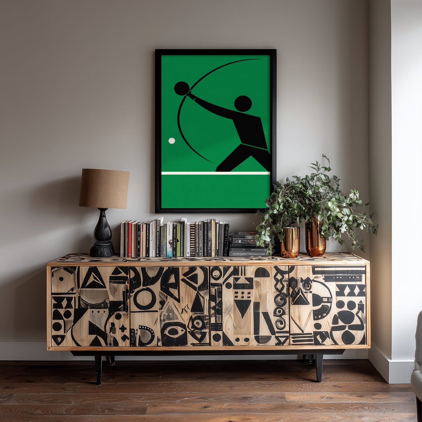 Table Tennis Art Print - Bauhaus Player Smashing Poster - Minimalist Sport Illustration V1 3/3