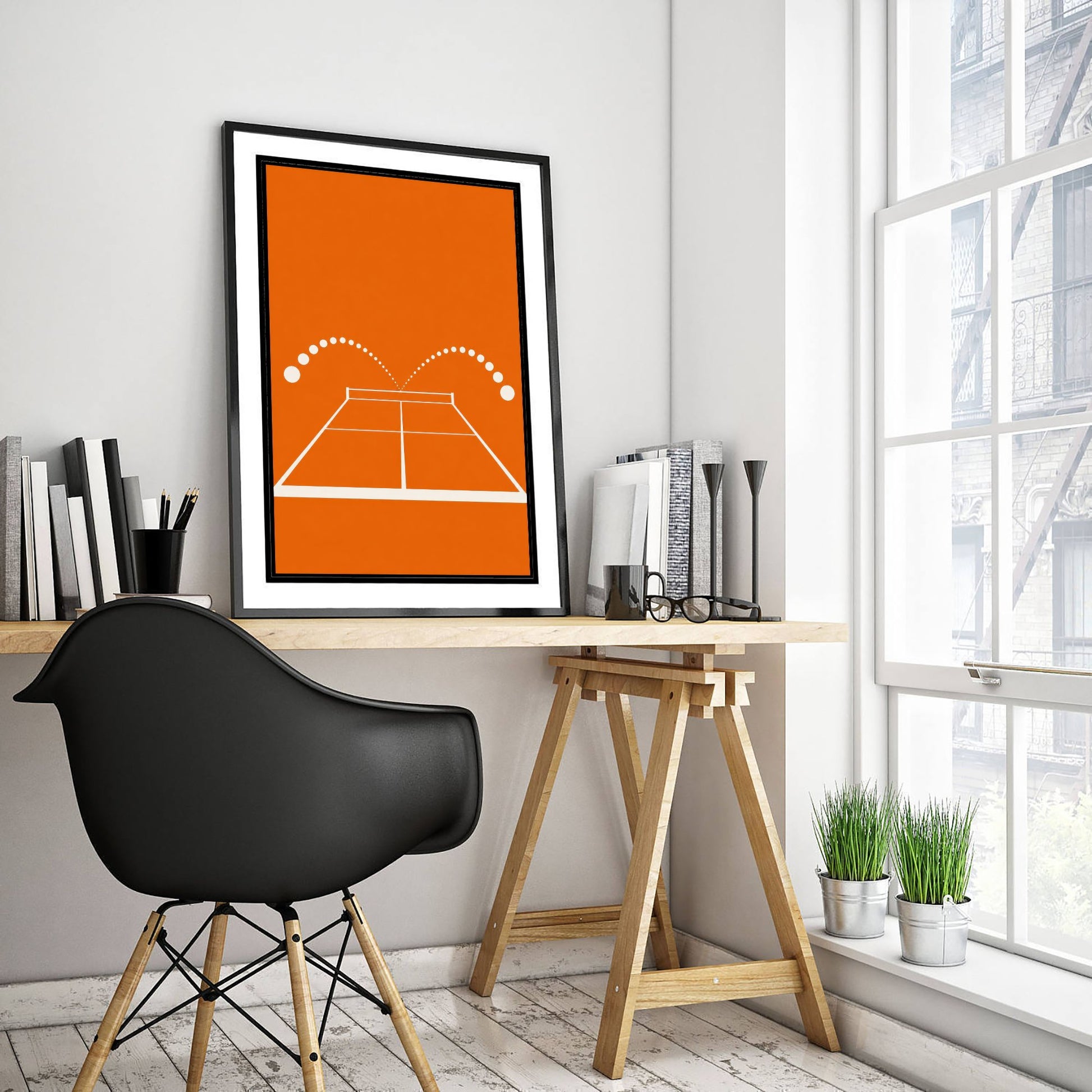 Table Tennis Art Print - Bauhaus Bouncing Ball Poster - Minimalist Sport Illustration V2 1/3