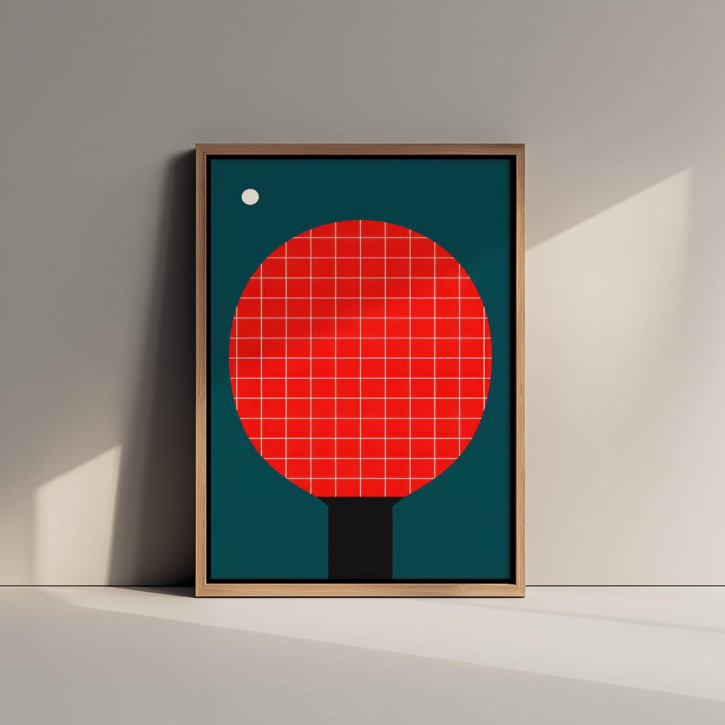 Table Tennis Bat Art Print - Bauhaus Red Paddle Poster - Minimalist Sport Illustration V2 2/3