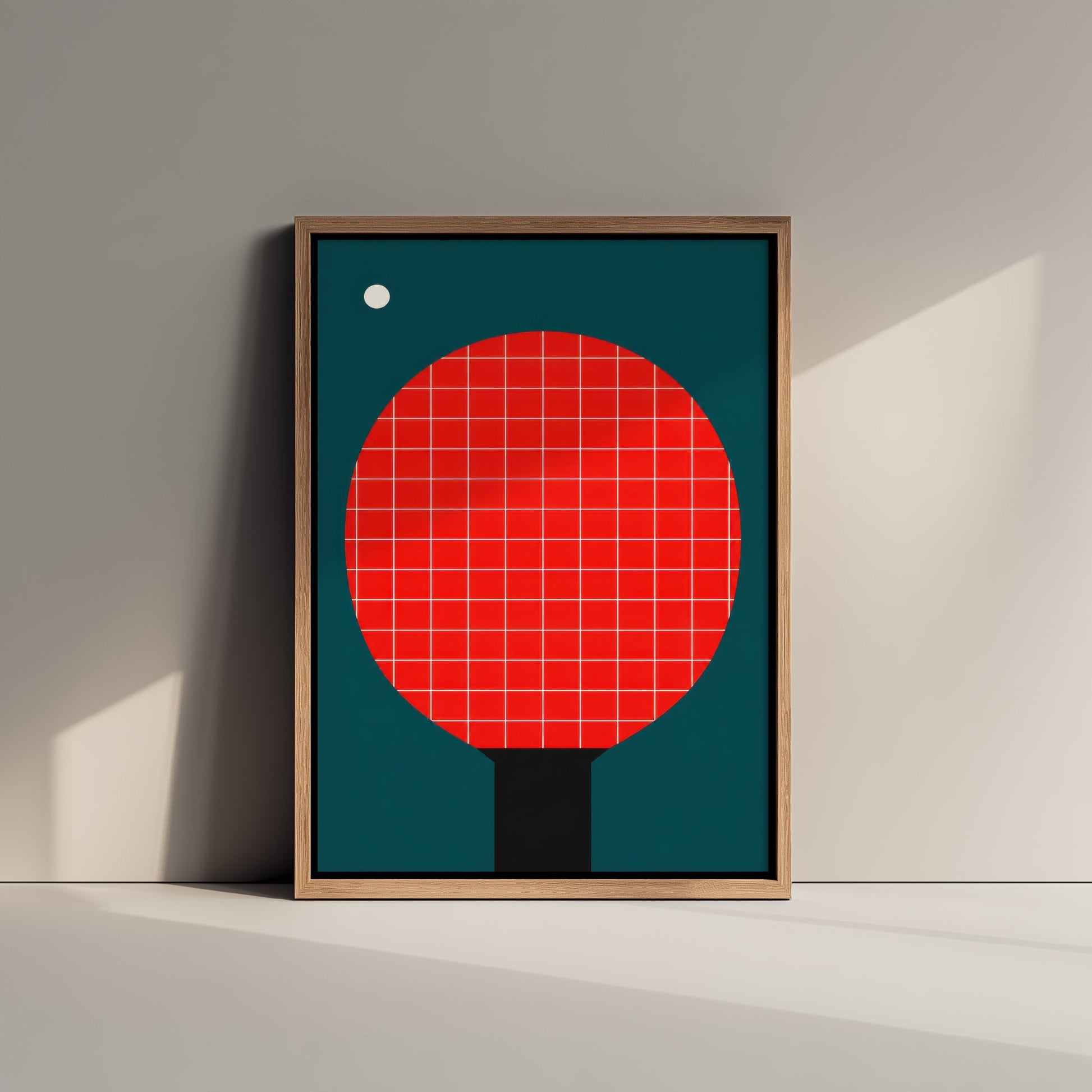 Table Tennis Bat Art Print - Bauhaus Red Paddle Poster - Minimalist Sport Illustration V2 2/3