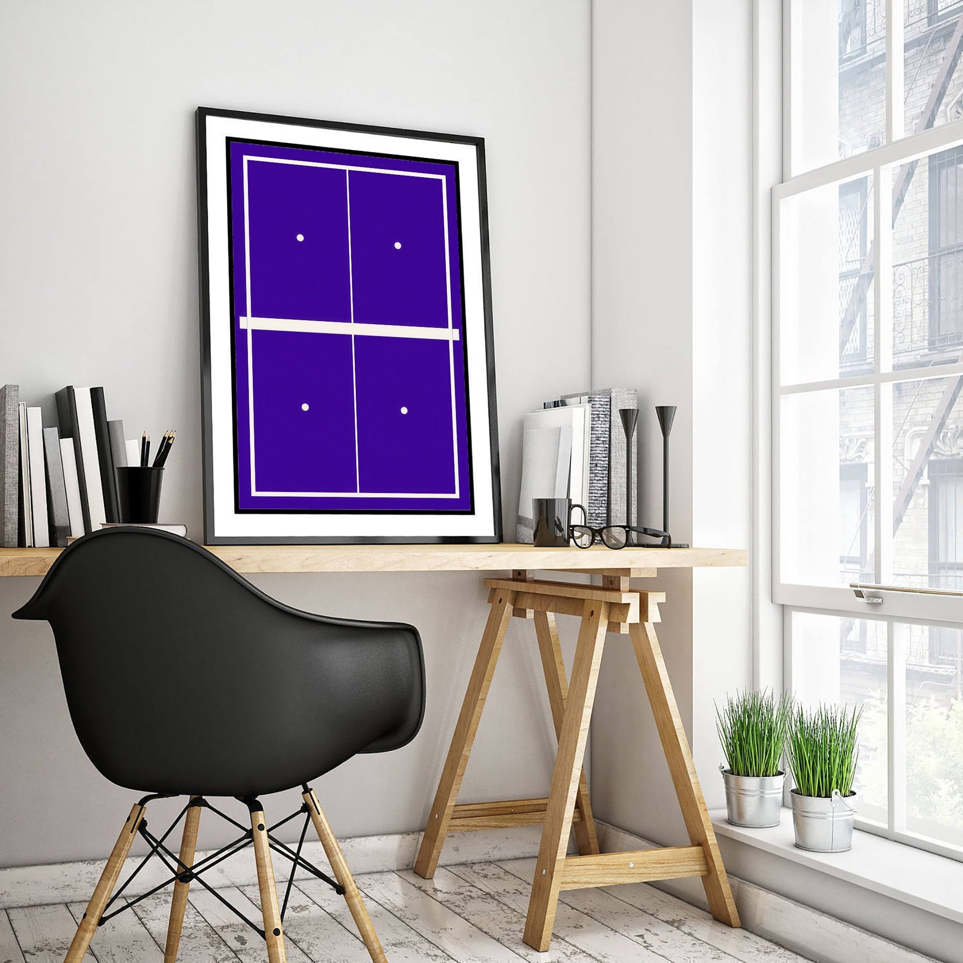 Table Tennis Table Art Print - Bauhaus Top Down Poster - Minimalist Sport Illustration V2 3/3