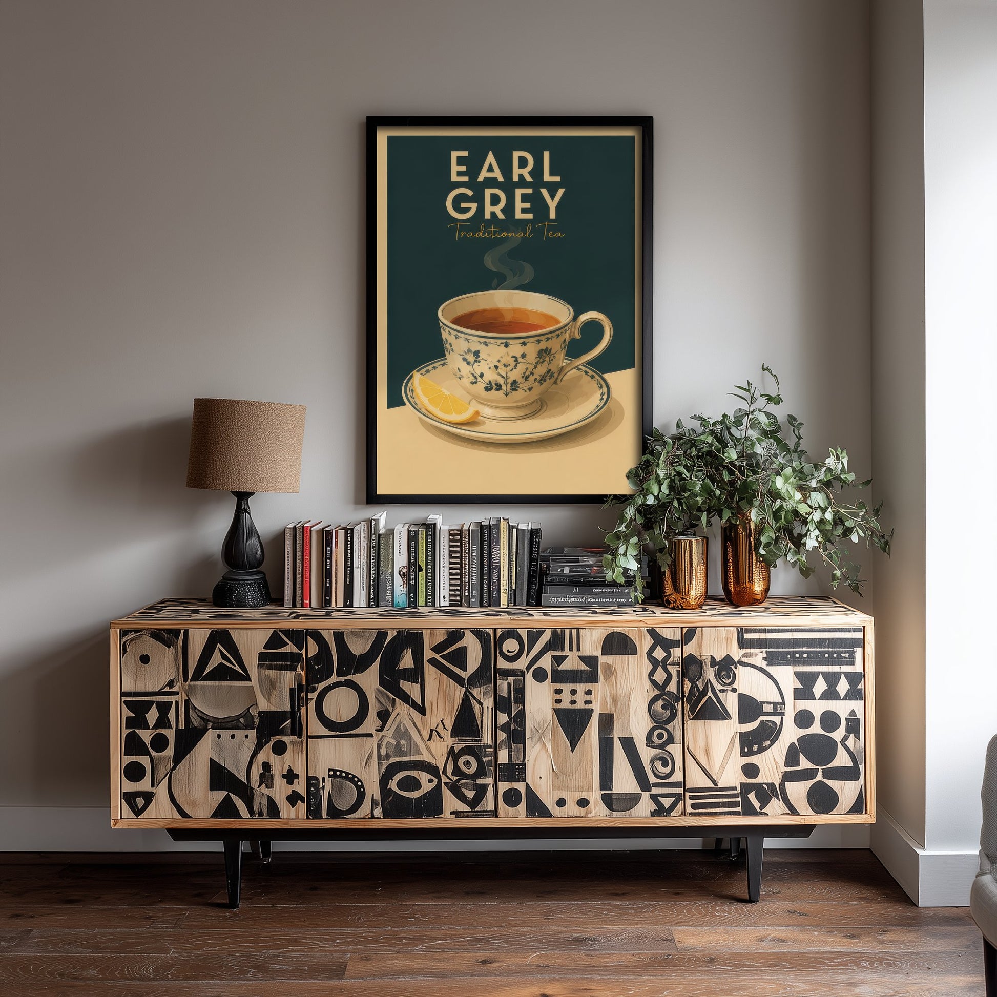 Vintage Earl Grey Tea Art Print - Kitchen Poster - Food Illustration - Retro Tea Cup Wall Art 1/3
