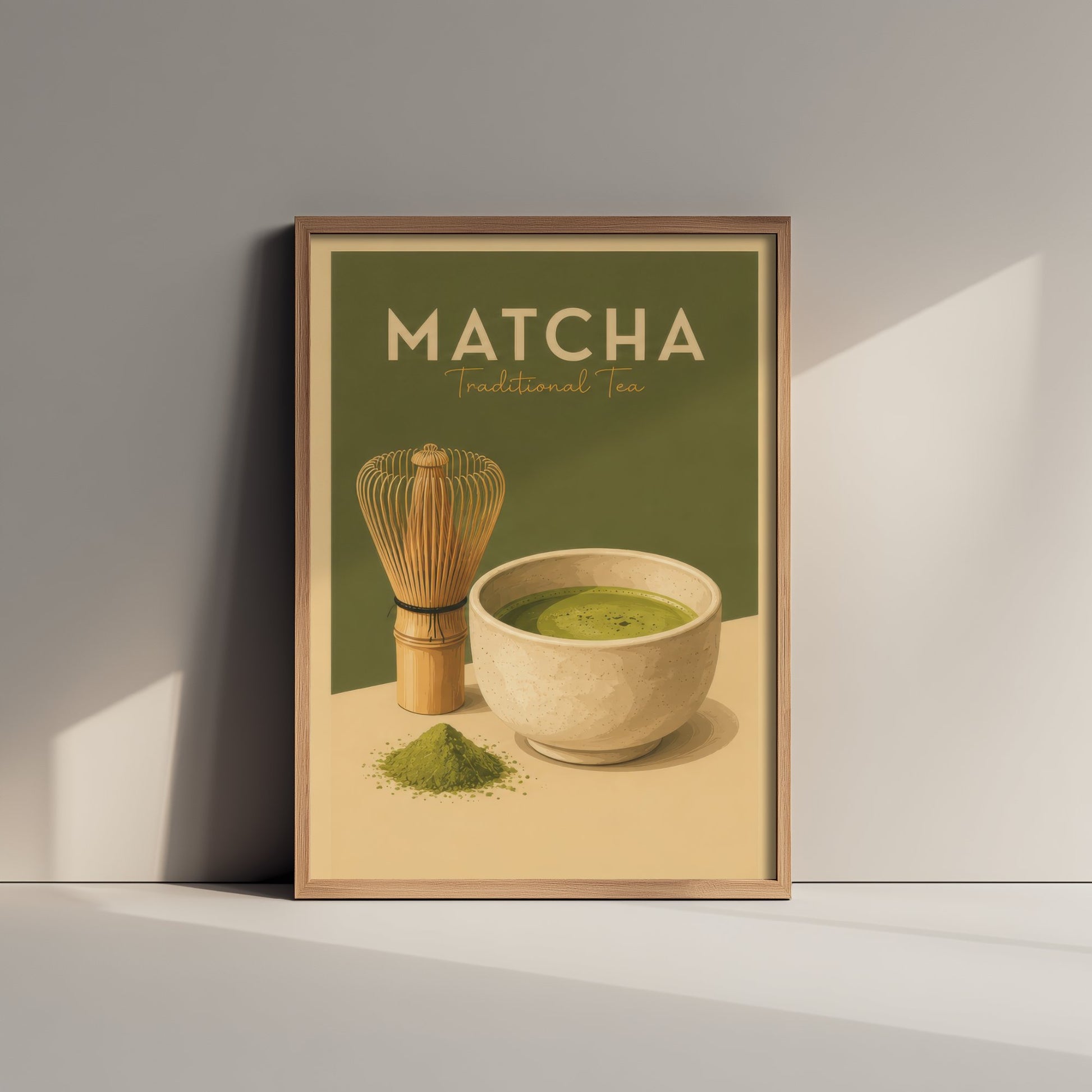 Vintage Matcha Tea Art Print - Kitchen Poster - Food Illustration - Retro Green Tea Wall Art 2/3