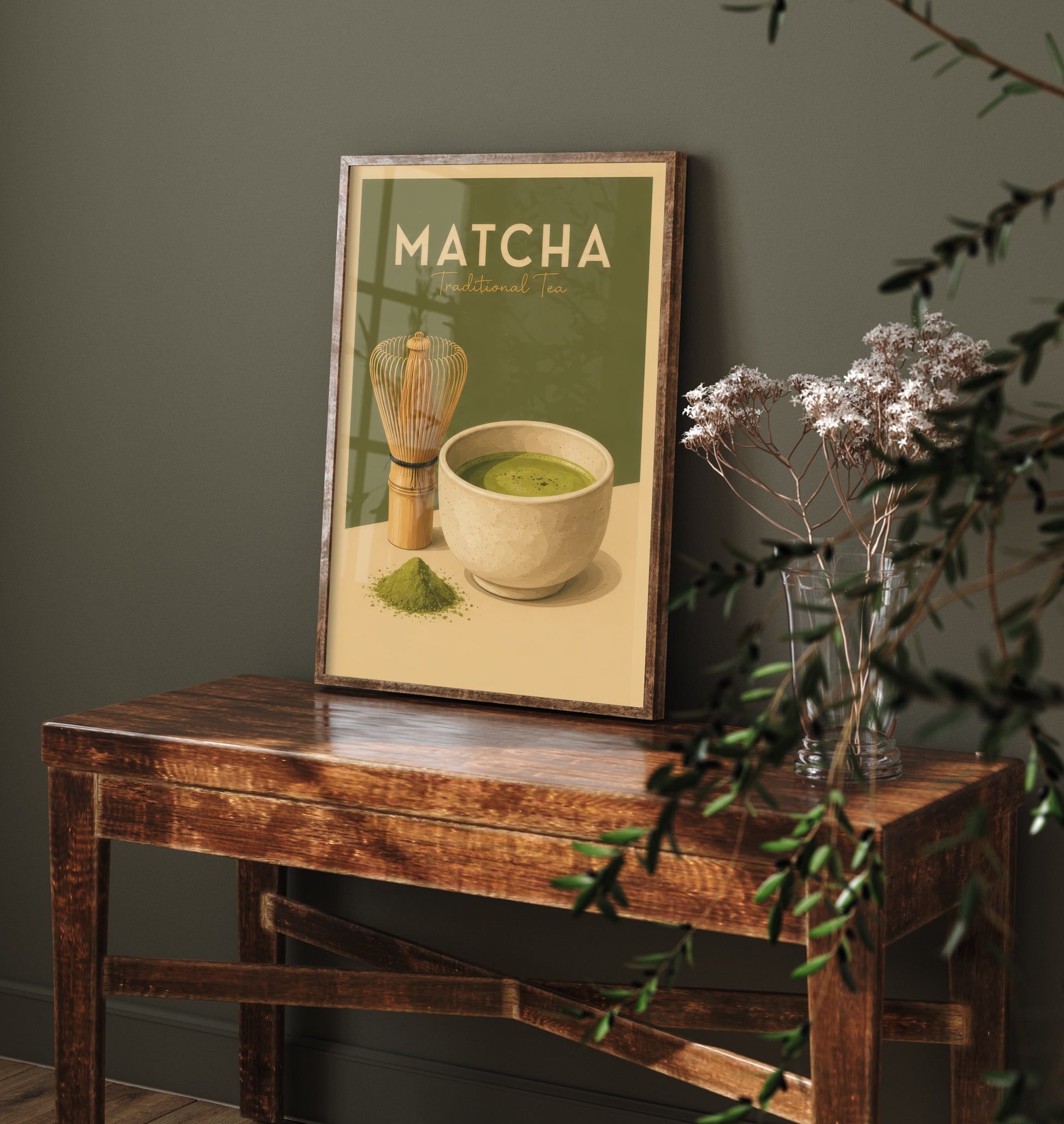 Vintage Matcha Tea Art Print - Kitchen Poster - Food Illustration - Retro Green Tea Wall Art 2/3