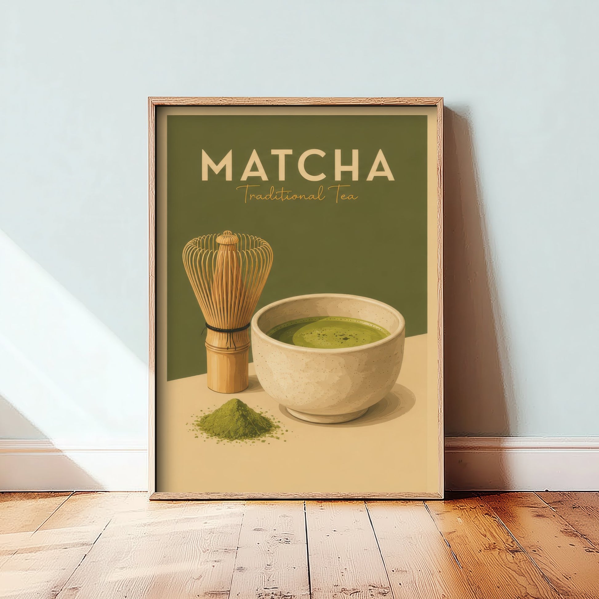 Vintage Matcha Tea Art Print - Kitchen Poster - Food Illustration - Retro Green Tea Wall Art 2/3