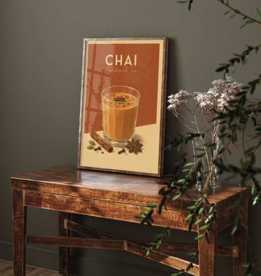 Vintage Chai Tea Art Print - Kitchen Poster - Food Illustration - Retro Spiced Tea Wall Art 3/3