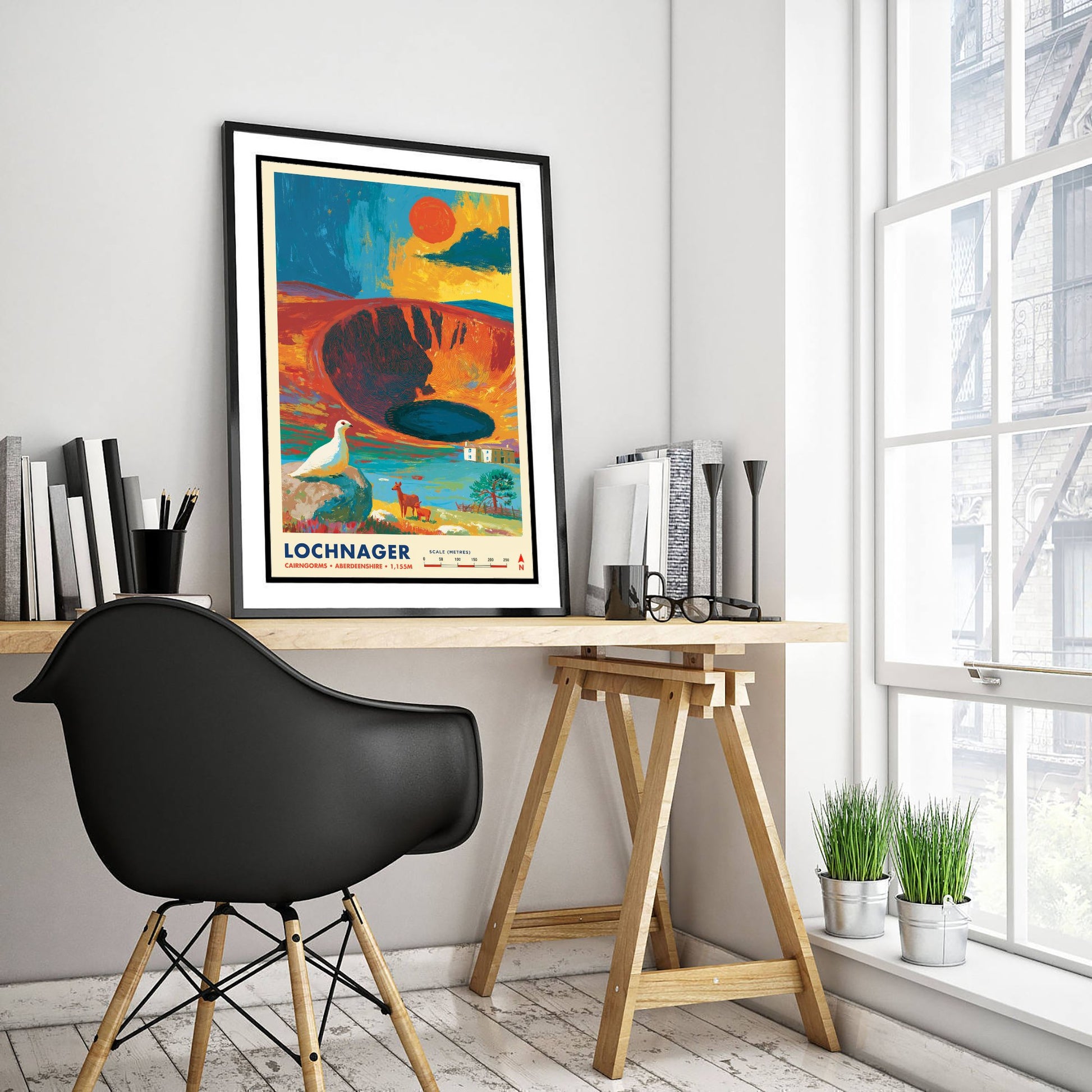 Lochnagar Cairngorms Travel Poster - Scottish Highlands Art Print - Vibrant Mountain Illustration - Munro 2/3
