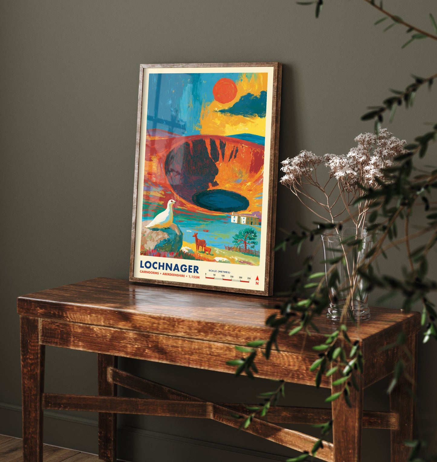 Lochnagar Cairngorms Travel Poster - Scottish Highlands Art Print - Vibrant Mountain Illustration - Munro 2/3