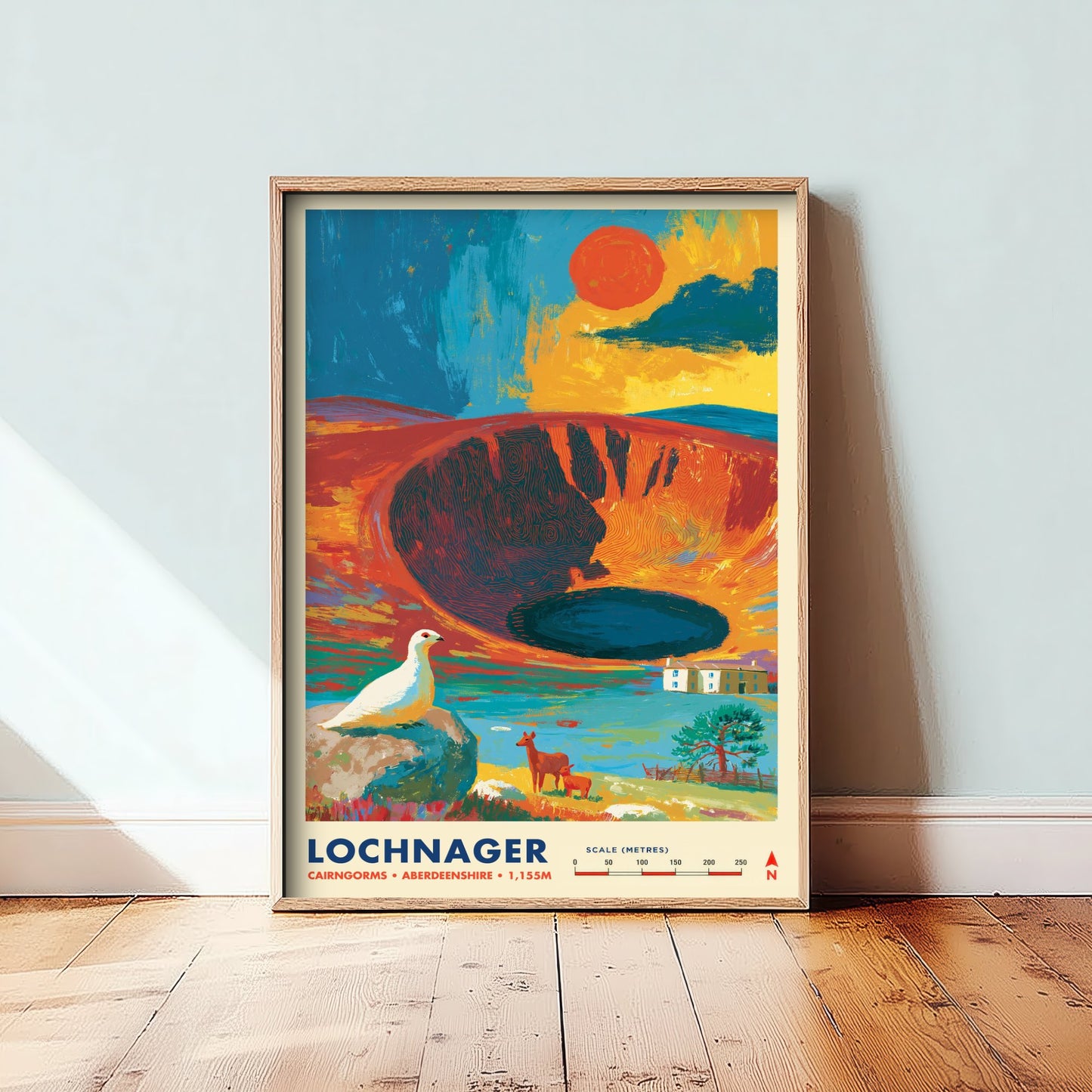 Lochnagar Cairngorms Travel Poster - Scottish Highlands Art Print - Vibrant Mountain Illustration - Munro 2/3