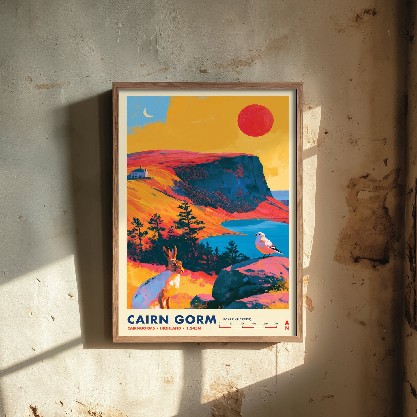 Cairn Gorm Scotland Travel Poster - Cairngorms Art Print - Vibrant Mountain Illustration - Highland Loch Hare 3/3