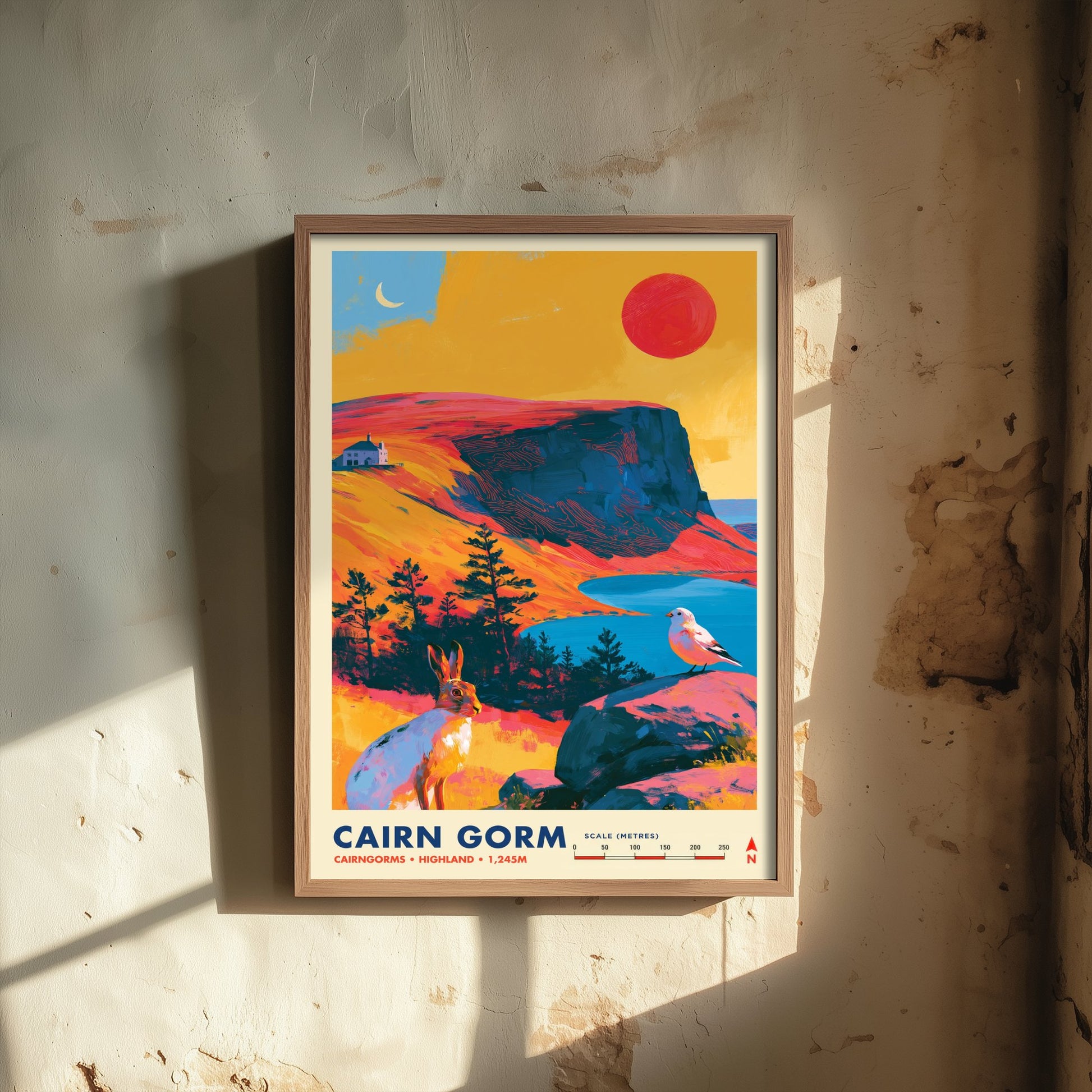 Cairn Gorm Scotland Travel Poster - Cairngorms Art Print - Vibrant Mountain Illustration - Highland Loch Hare 3/3