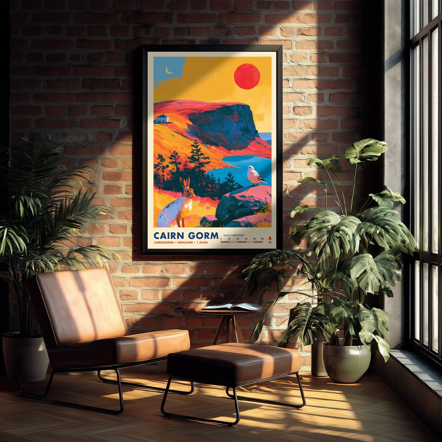 Cairn Gorm Scotland Travel Poster - Cairngorms Art Print - Vibrant Mountain Illustration - Highland Loch Hare 3/3